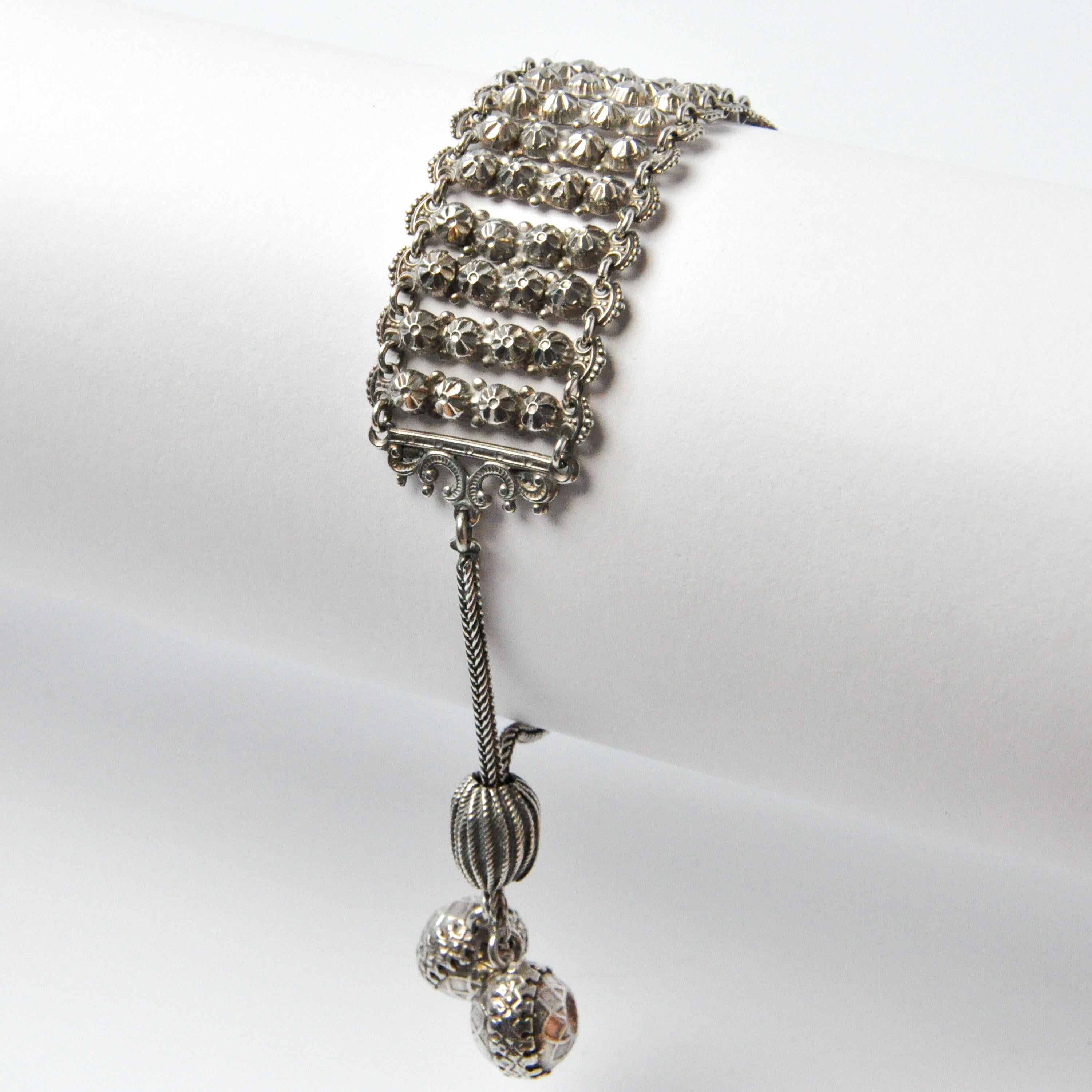 Art Deco Style Woven Chain Silver Bracelet In Good Condition In Rotterdam, NL