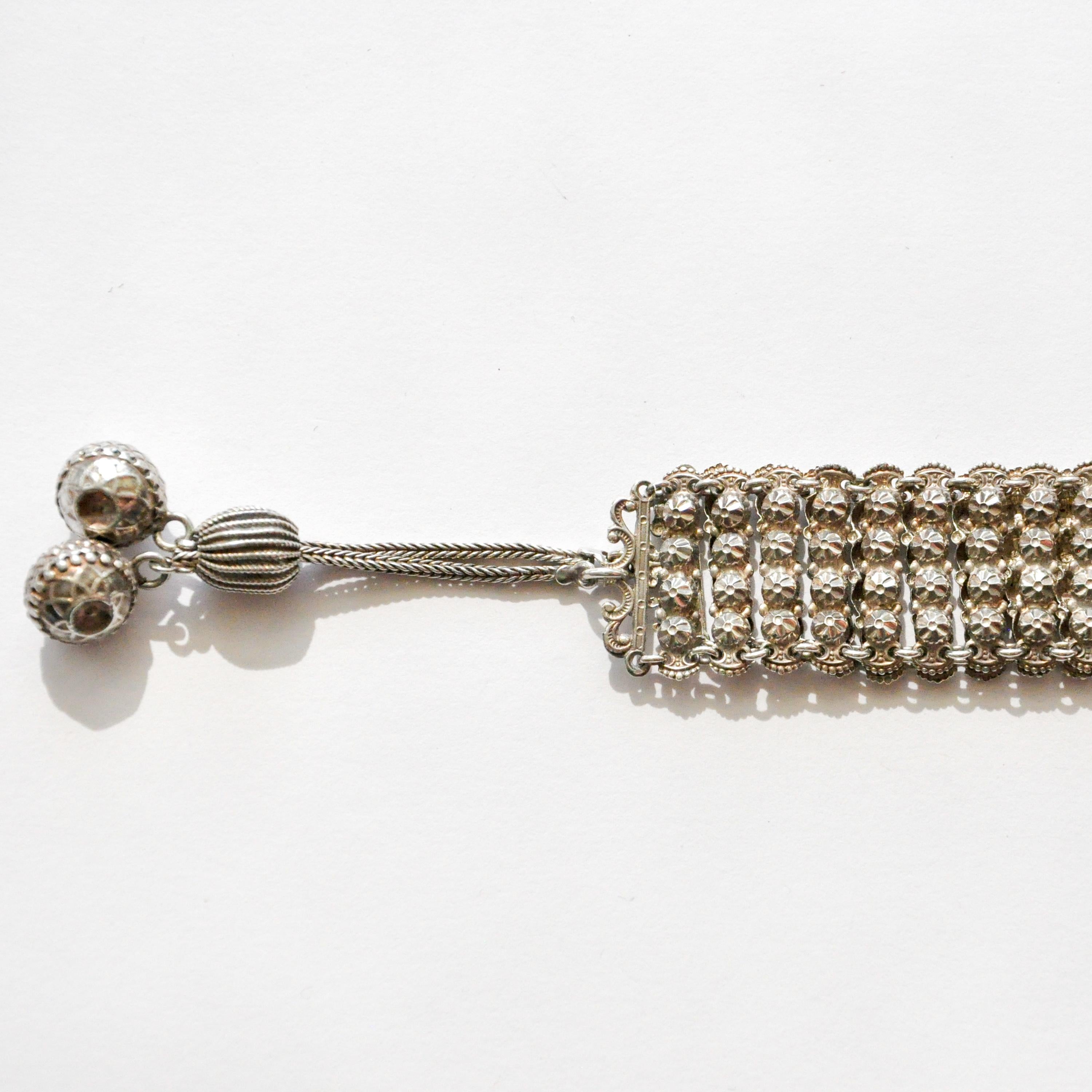 Art Deco Style Woven Chain Silver Bracelet 1