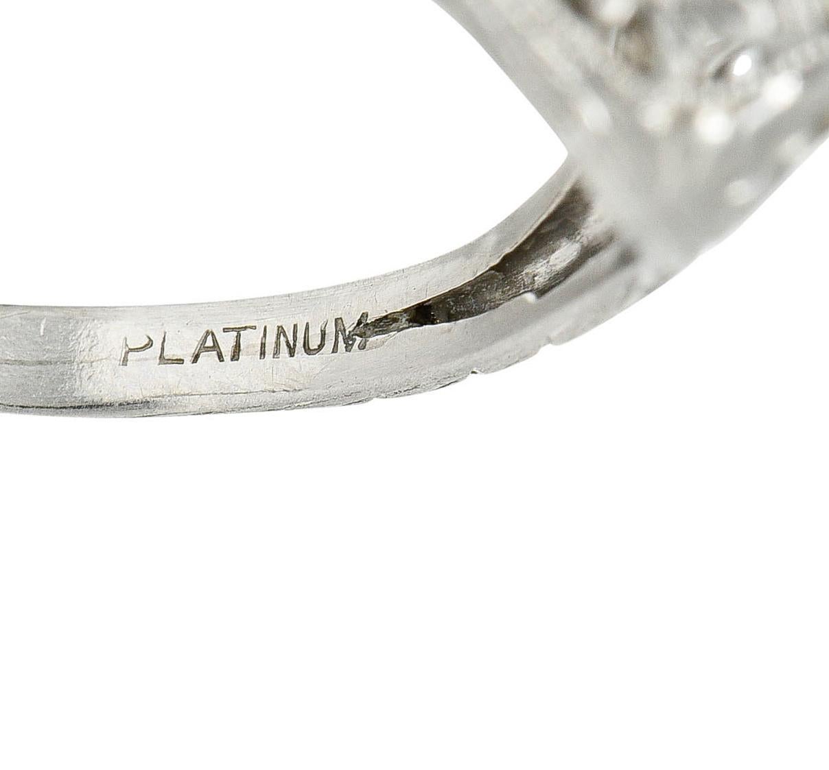 1920er Jahre früher Art Deco 0,43 Karat Diamant Platin Kleeblatt Verlobungsring 1