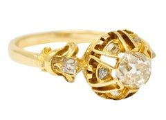 1920's Early Art Deco 1.30 Carats Diamond 14 Karat Gold Engagement Ring