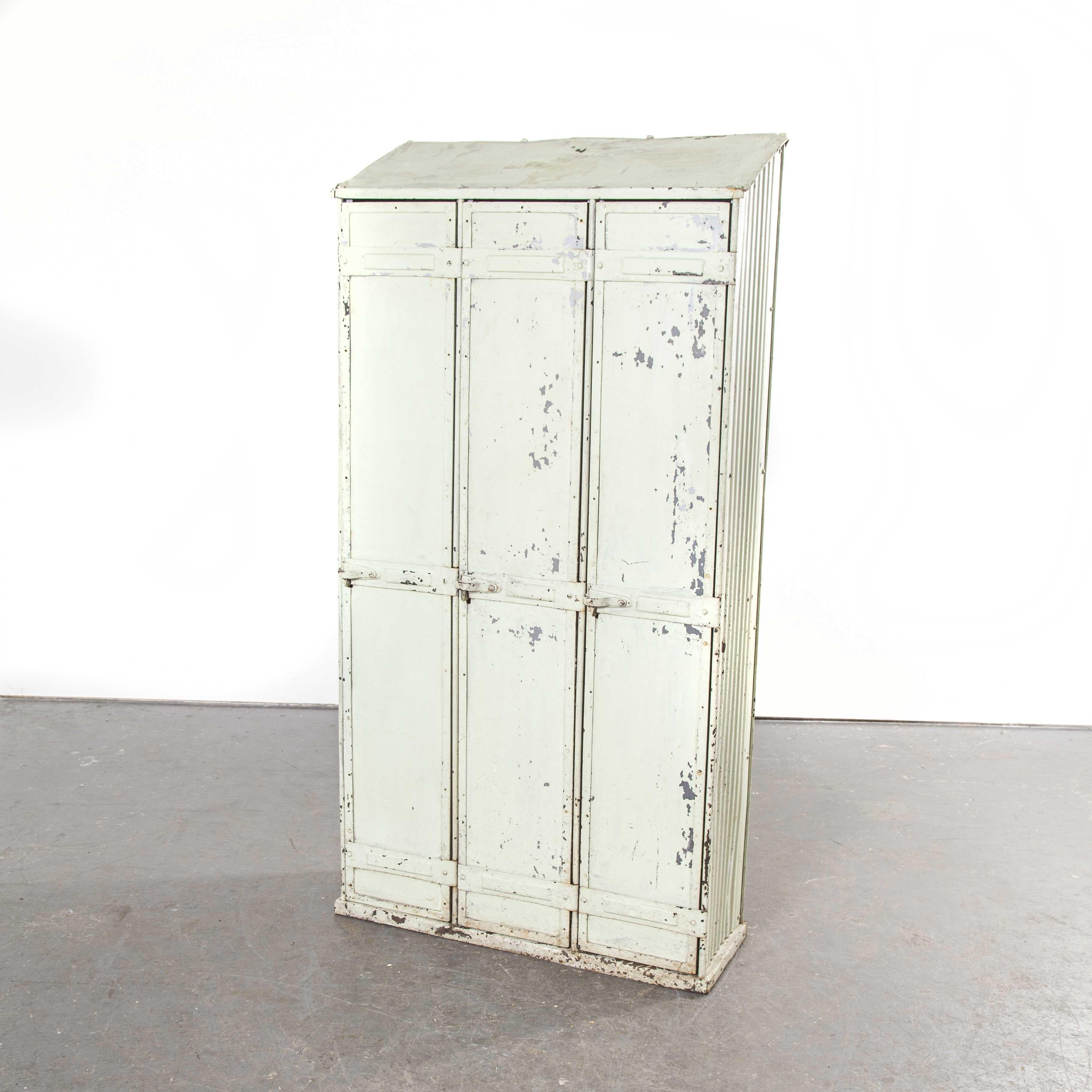 French 1920s Early Original Three Door Forge De Strasbourg Locker, SNCF For Sale