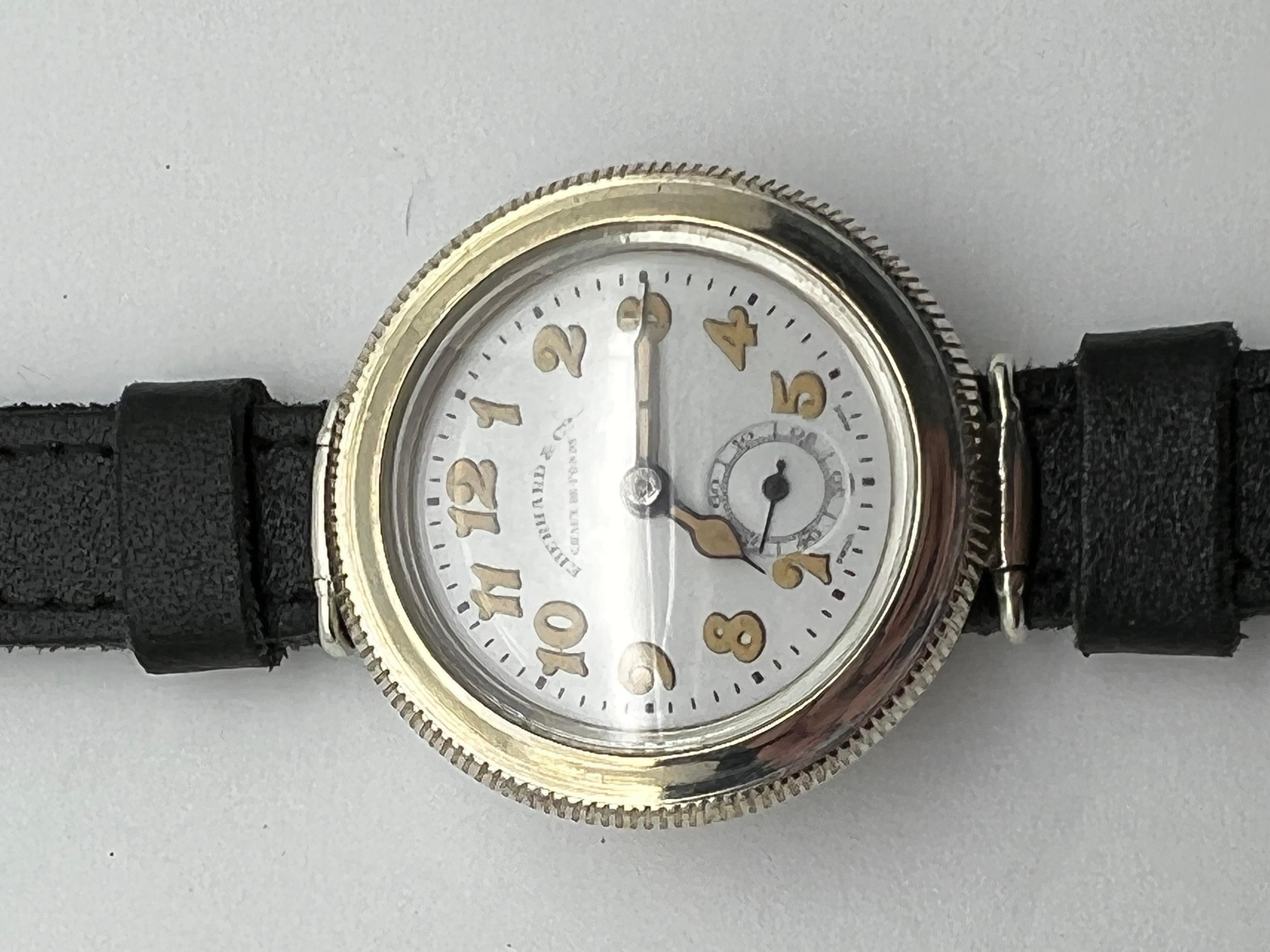 Montre Trench Eberhard Hermetic 15J en argent sterling, entièrement restaurée, années 1920 en vente 7