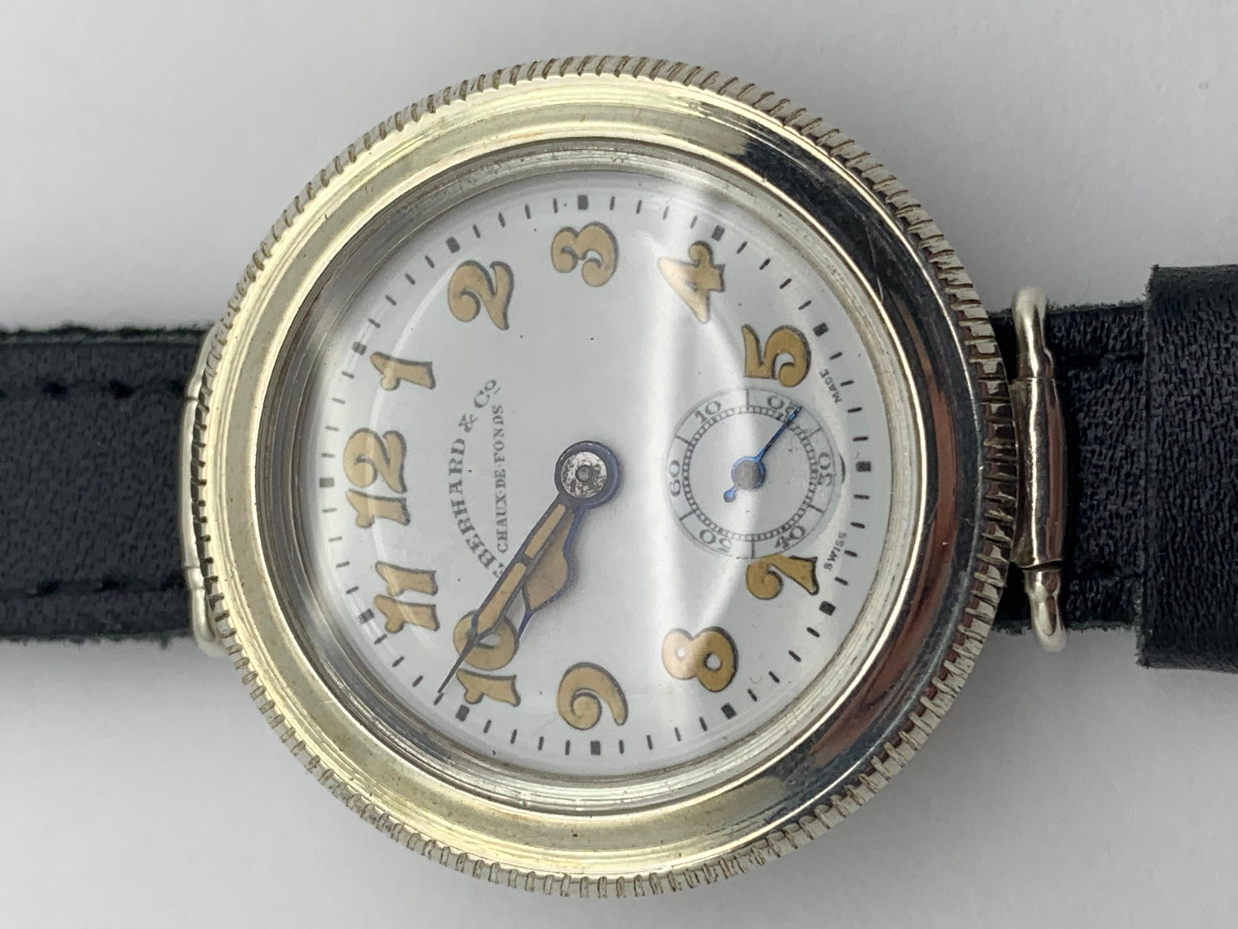 1920er Jahre Eberhard Hermetic 15J, Sterlingsilber, Trench-Uhr, komplett restauriert im Angebot 8