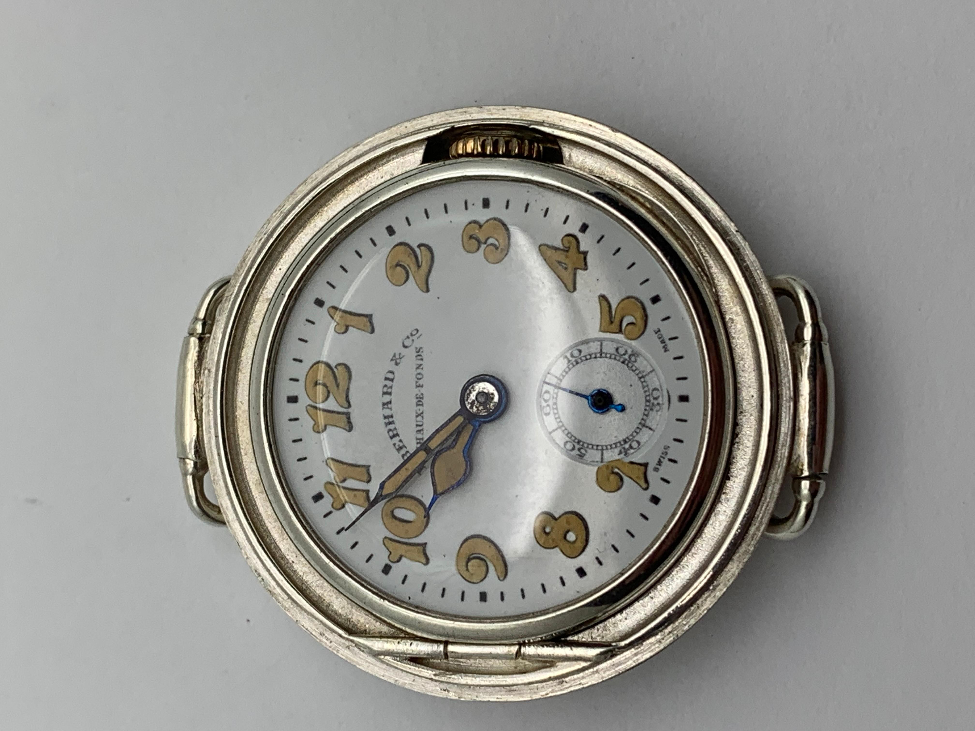 1920's Eberhard Hermetic 15J, Sterling Silver, Trench Watch Totally Restored For Sale 7