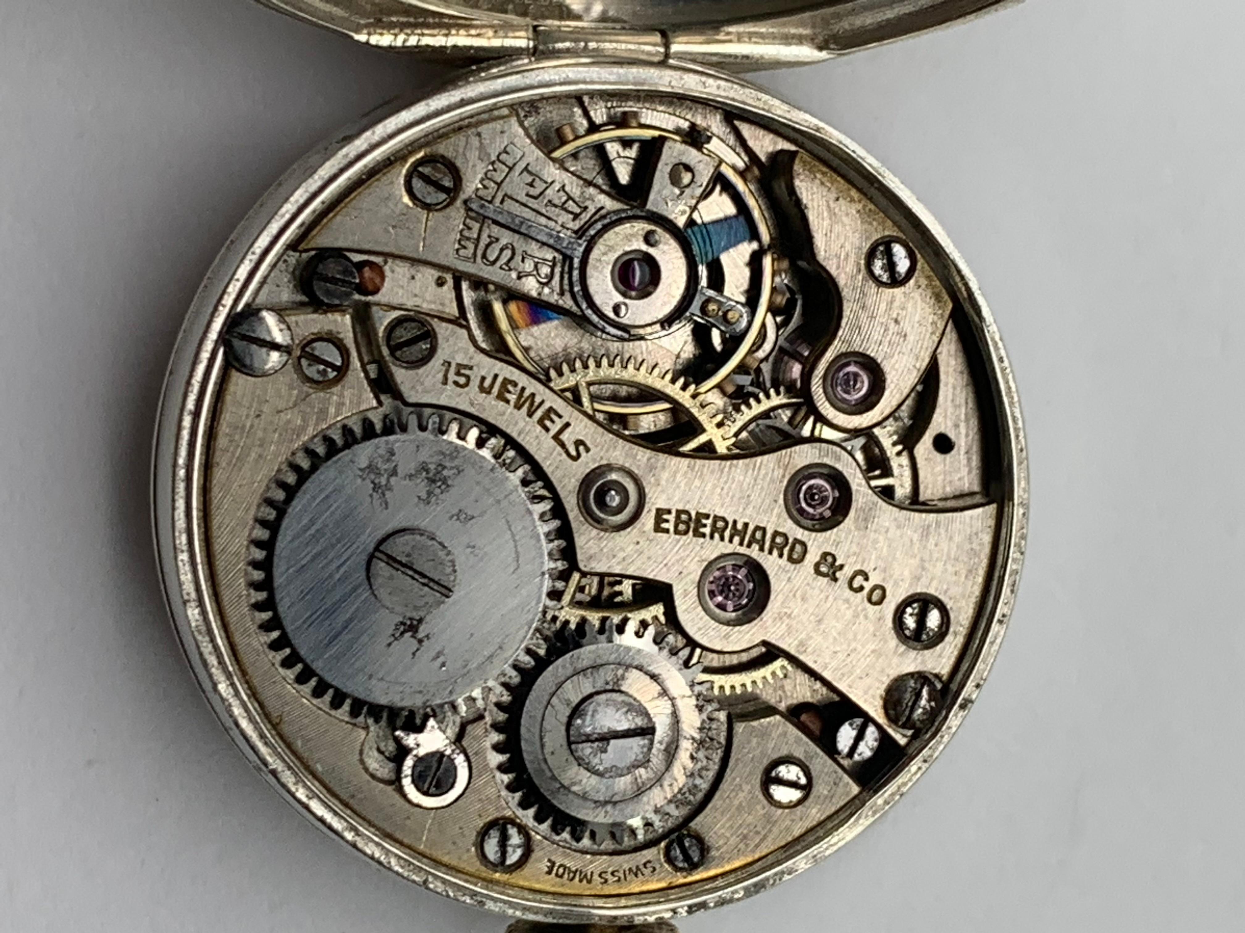 Montre Trench Eberhard Hermetic 15J en argent sterling, entièrement restaurée, années 1920 en vente 13