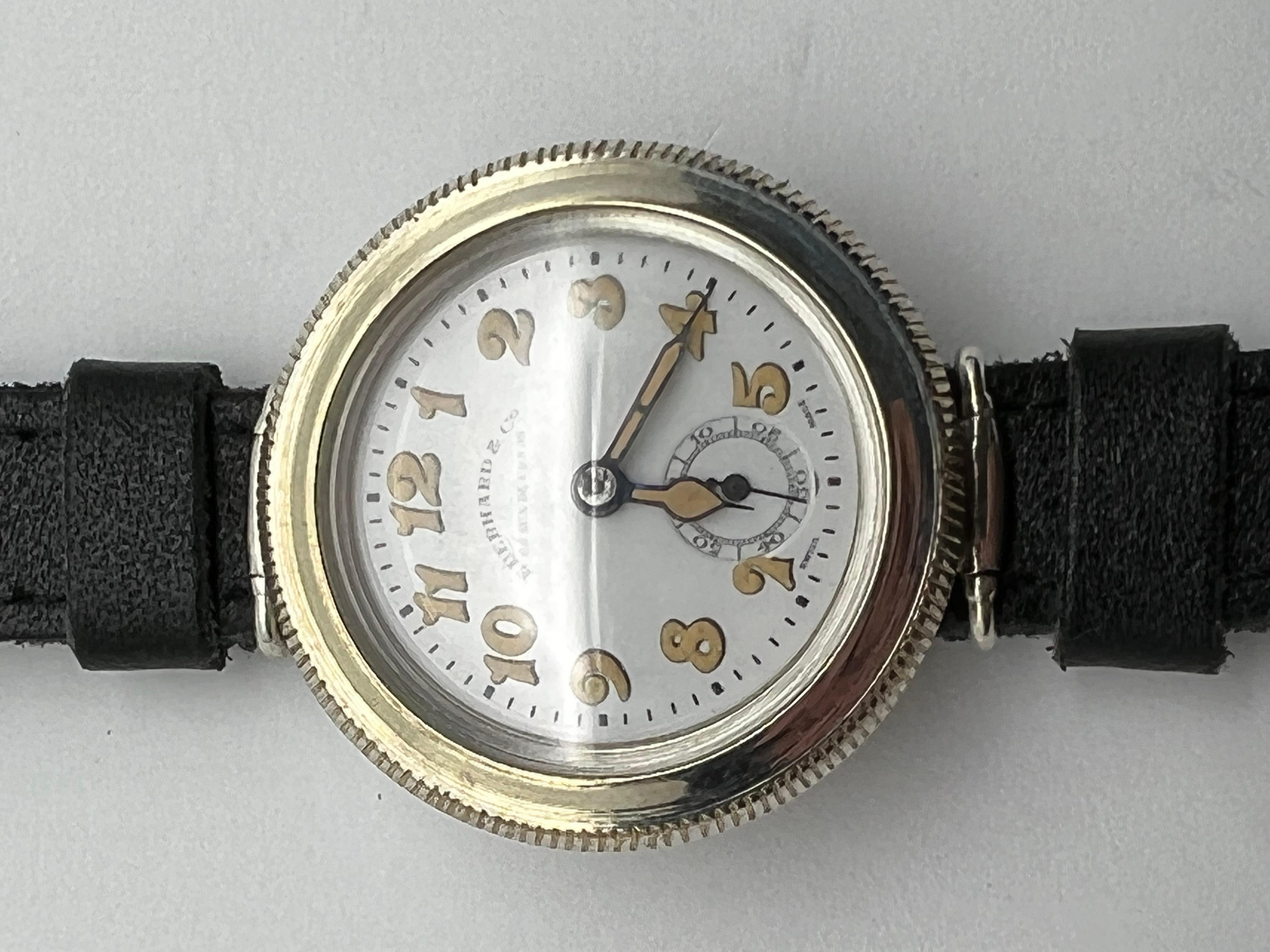 1920er Jahre Eberhard Hermetic 15J, Sterlingsilber, Trench-Uhr, komplett restauriert im Angebot 14