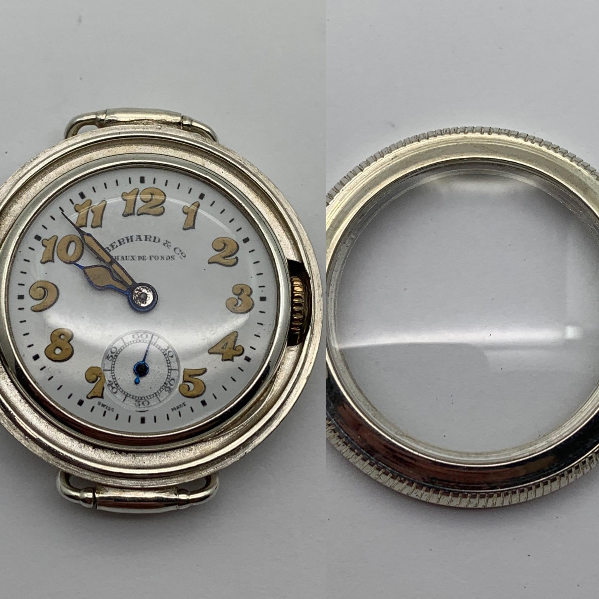 Art déco Montre Trench Eberhard Hermetic 15J en argent sterling, entièrement restaurée, années 1920 en vente