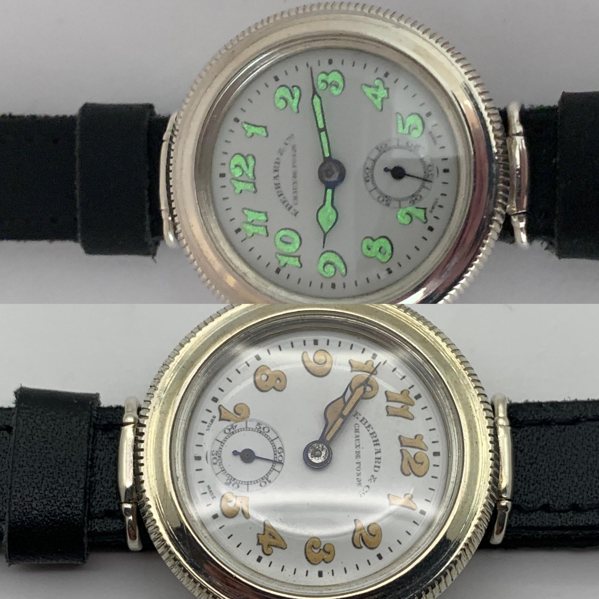 Montre Trench Eberhard Hermetic 15J en argent sterling, entièrement restaurée, années 1920 en vente 4