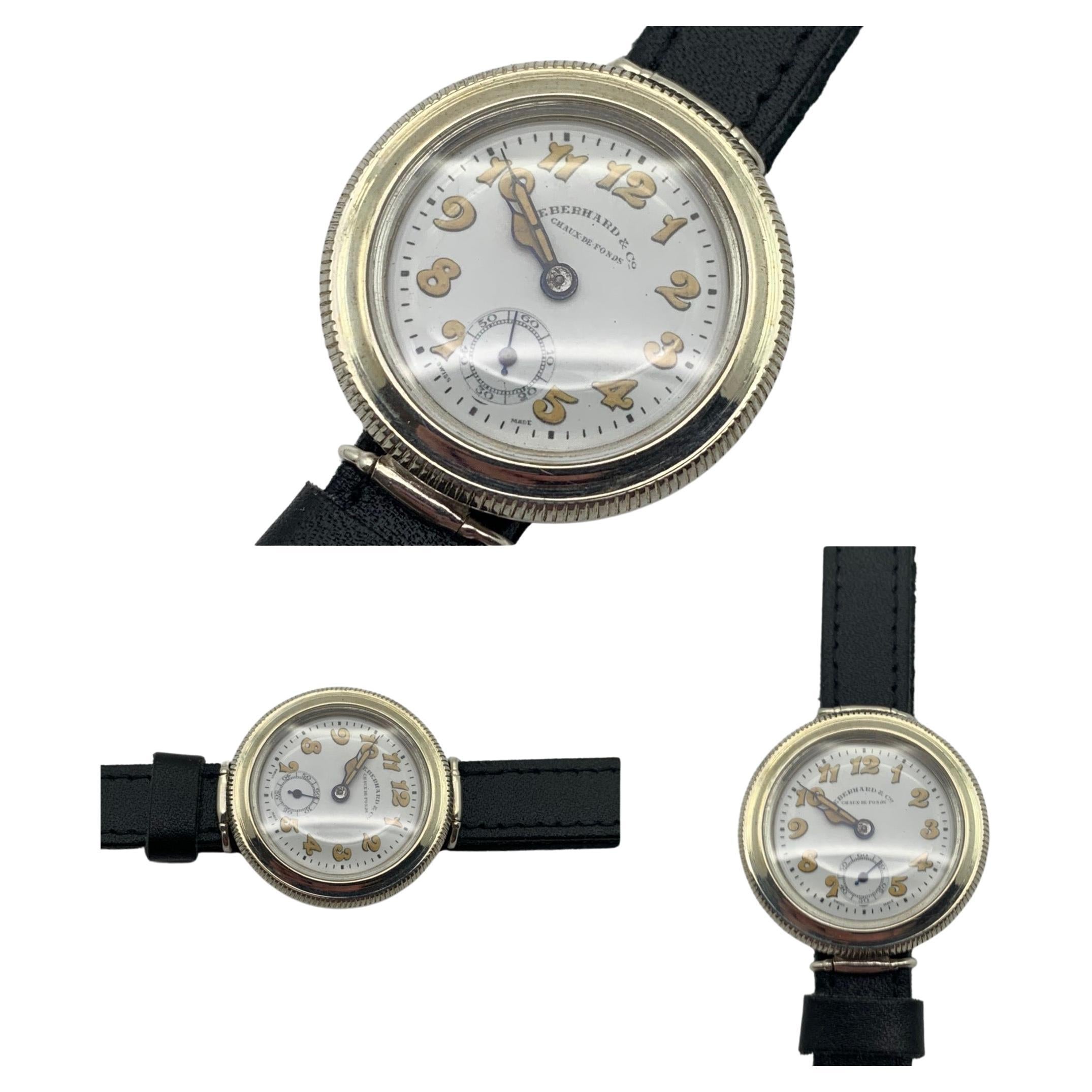 1920's Eberhard Hermetic 15J, Sterling Silver, Trench Watch Totally Restored For Sale