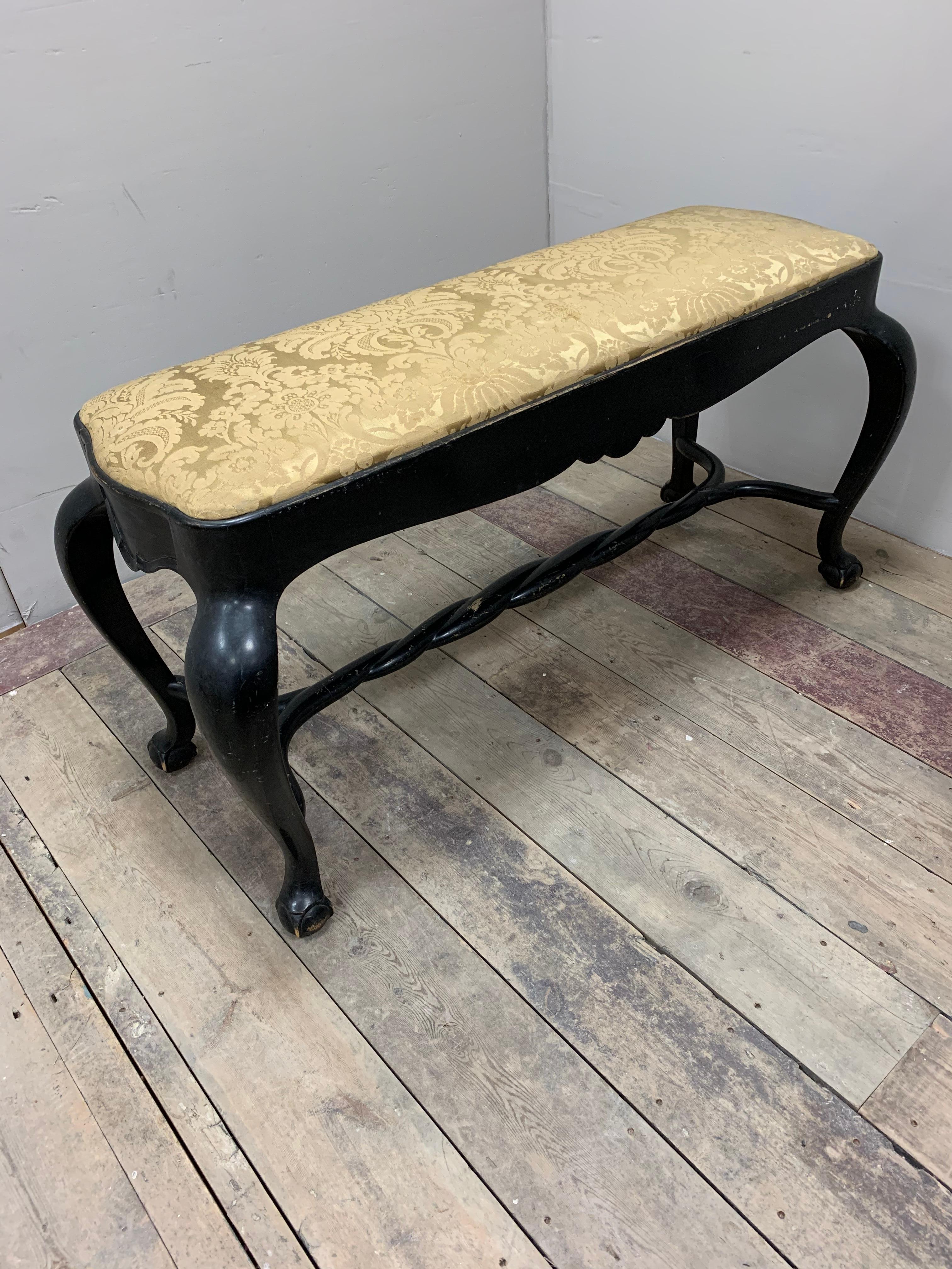 1920s Ebonised Baroque Style Swedish Stool or Bench with Ball & Claw Feet For Sale 5