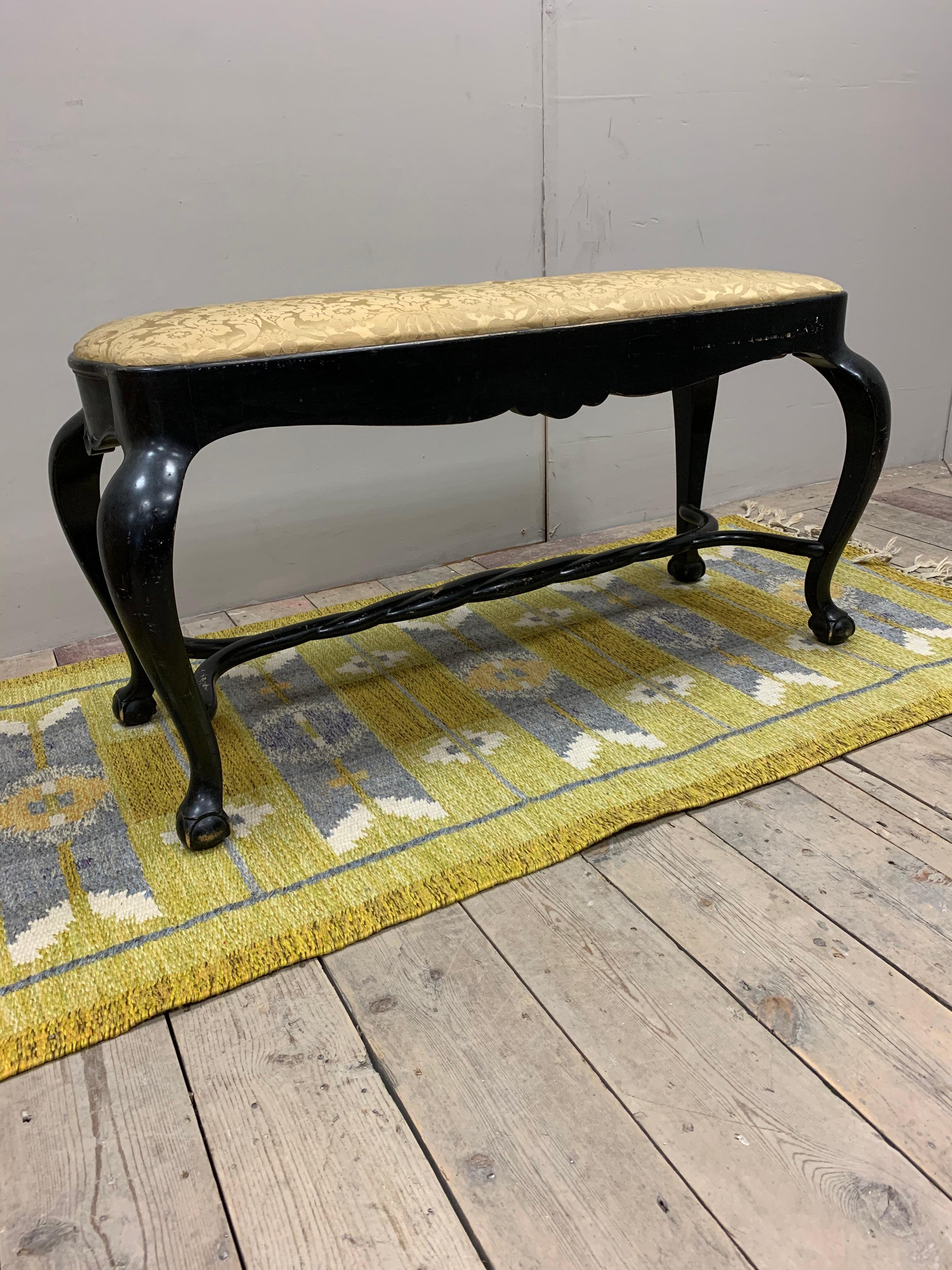 1920s Ebonised Baroque Style Swedish Stool or Bench with Ball & Claw Feet For Sale 6