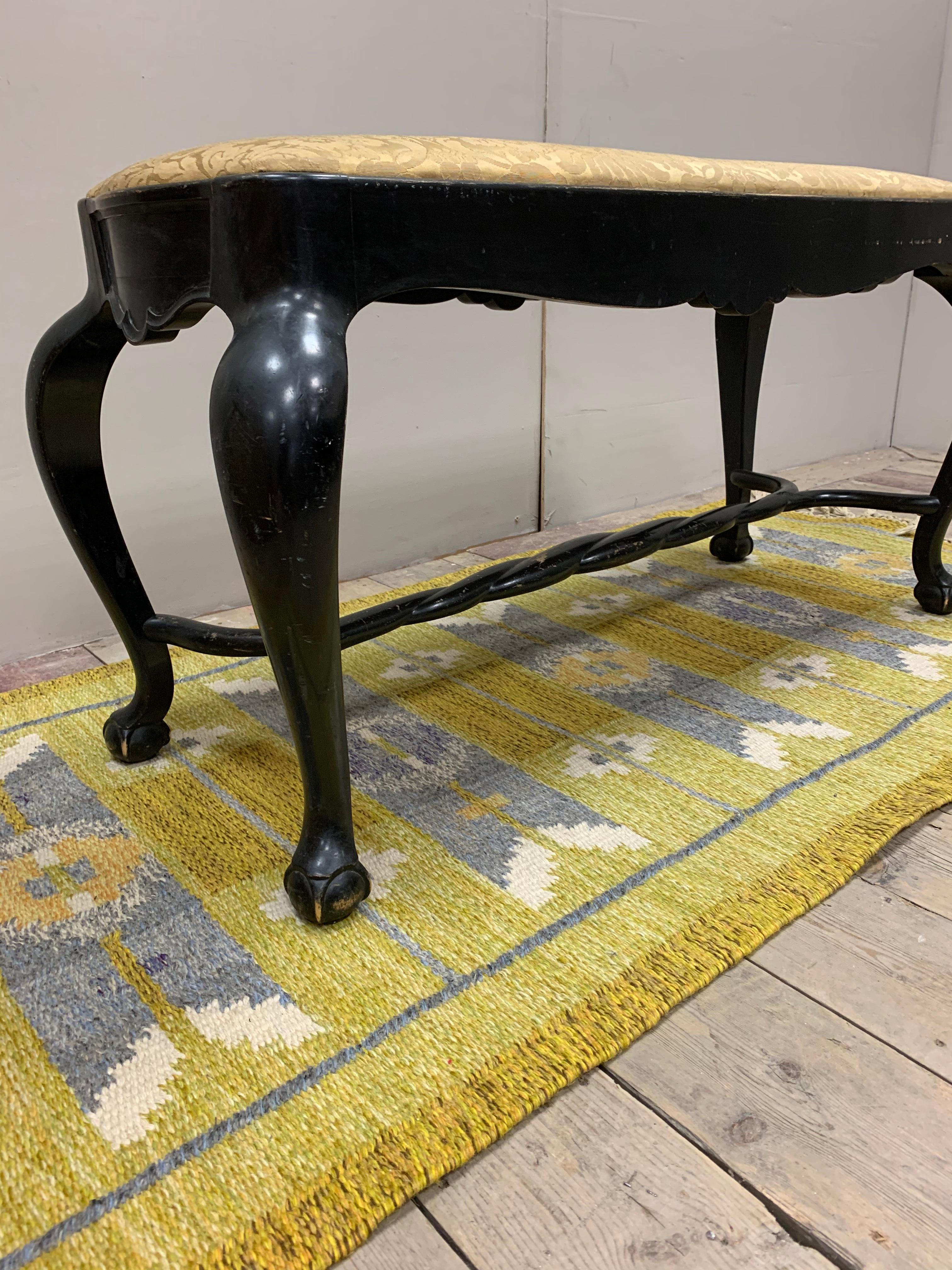 1920s Ebonised Baroque Style Swedish Stool or Bench with Ball & Claw Feet For Sale 7