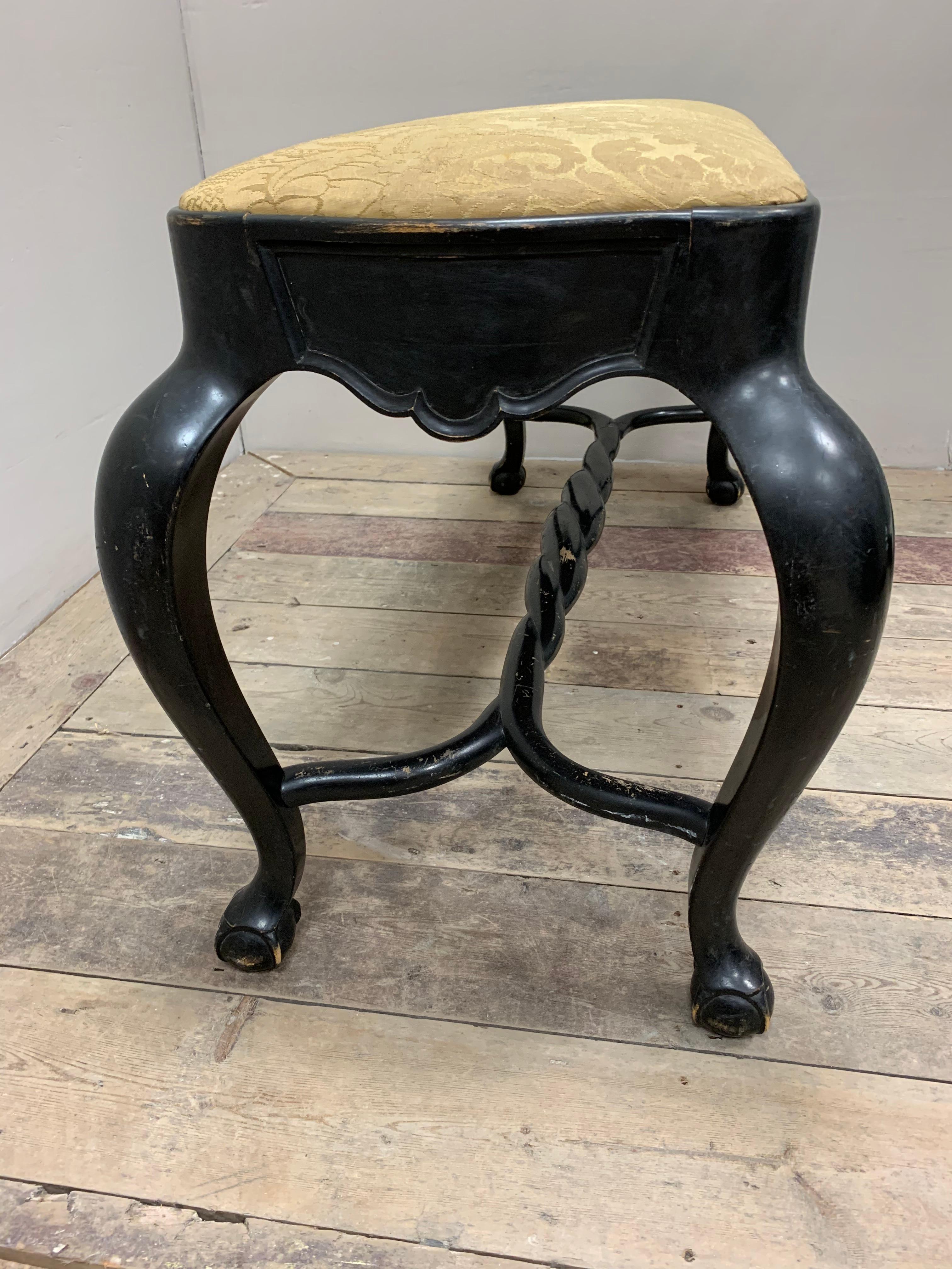 1920s Ebonised Baroque Style Swedish Stool or Bench with Ball & Claw Feet For Sale 2