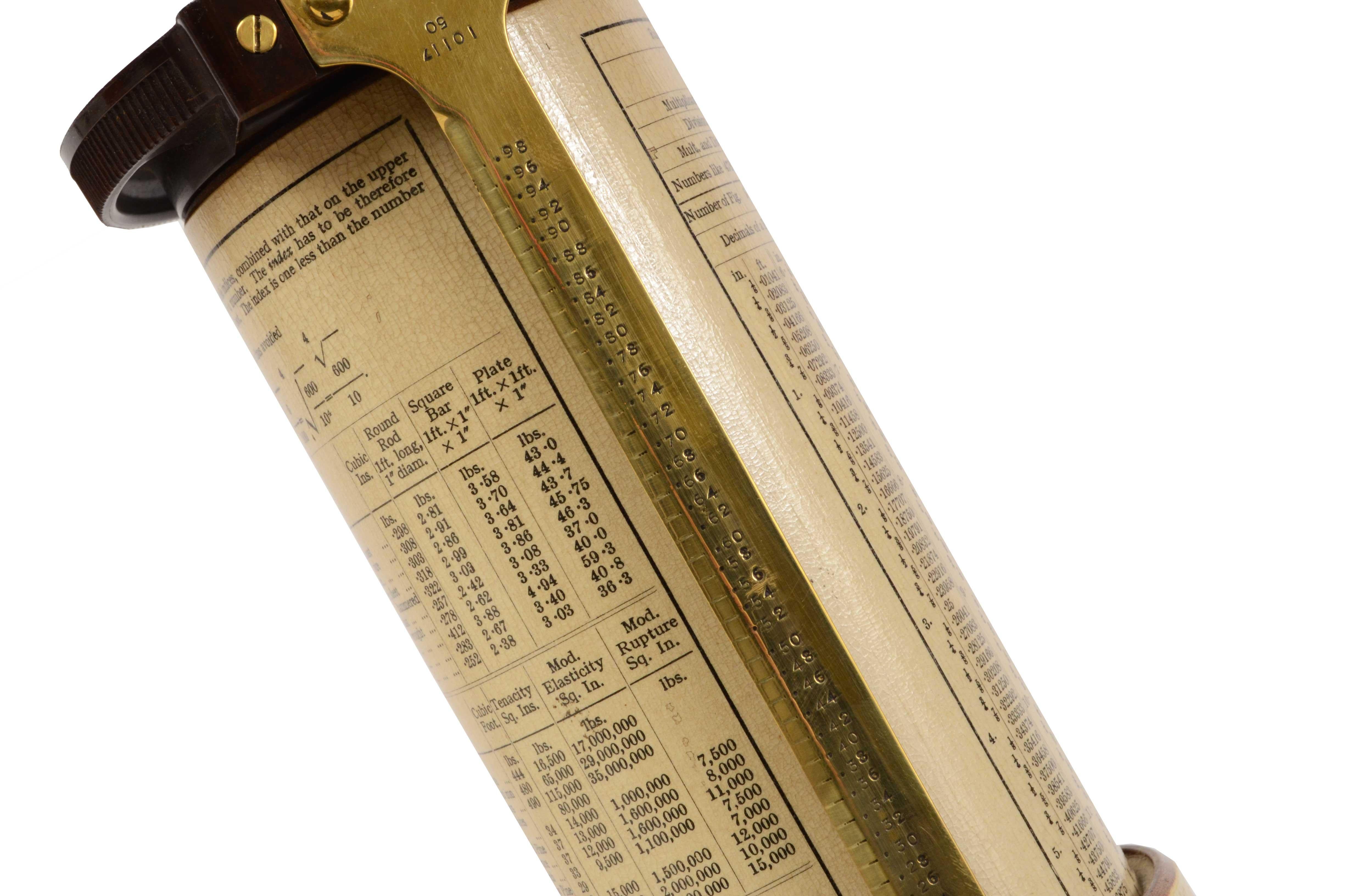 Wood 1920s Ebonite and Brass Spiral Fuller Slide-Rule Antique Scientific Instrument
