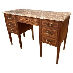 1920s Edwardian Louis XVI Style Brussel Writing Desk Marble Top