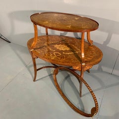 1920s Edwardian Tray Top Étagère in Satinwood and Marquetry with Brasses