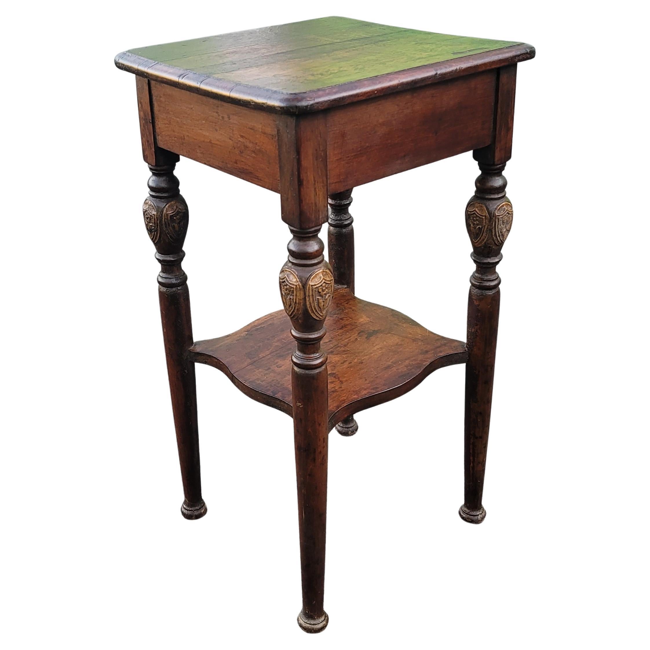 1920s Edwardian Two-Tier  Walnut One Drawer Side Table Nightstand For Sale 4