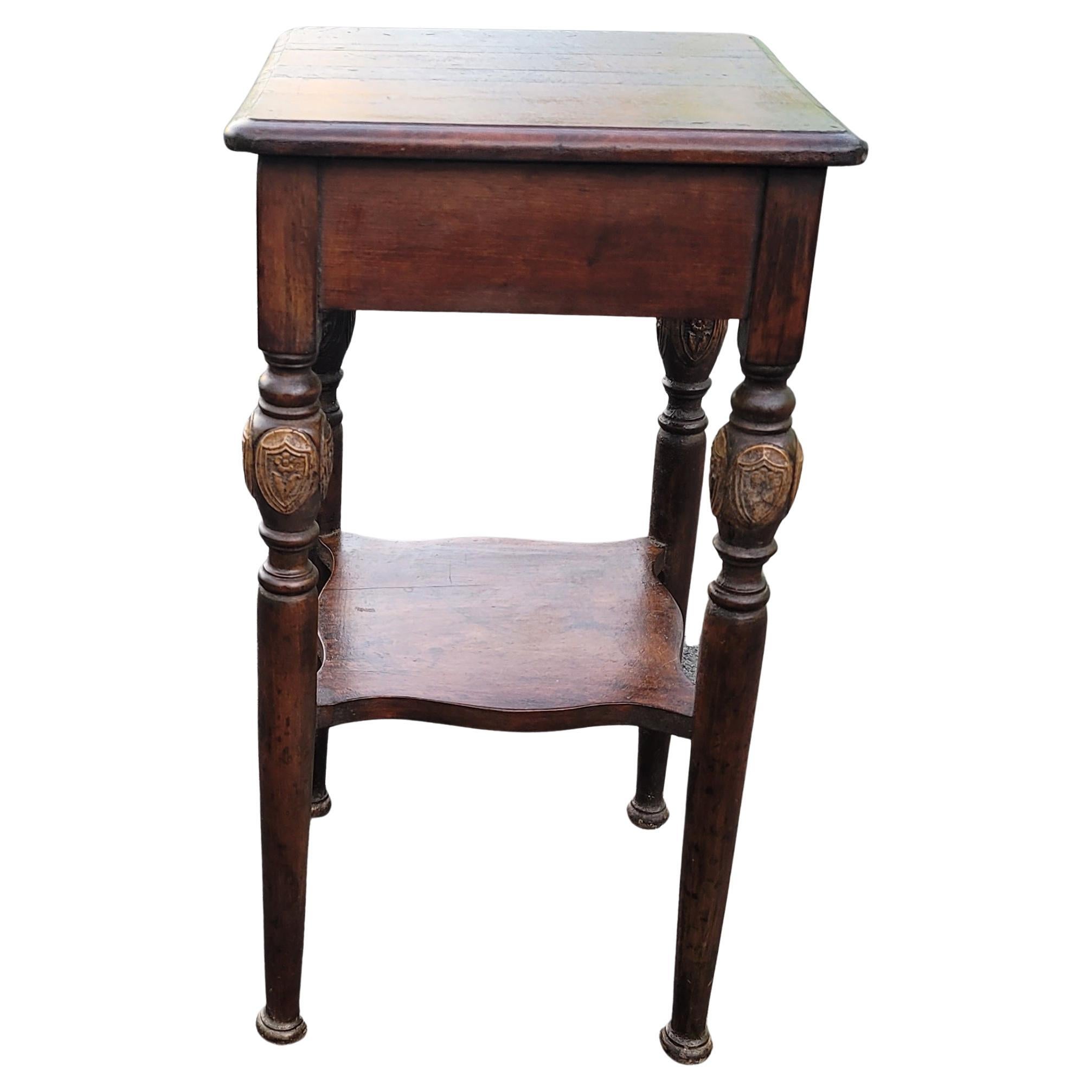 1920s Edwardian Two-Tier  Walnut One Drawer Side Table Nightstand For Sale 3