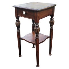 1920s Edwardian Two-Tier  Walnut One Drawer Side Table Nightstand
