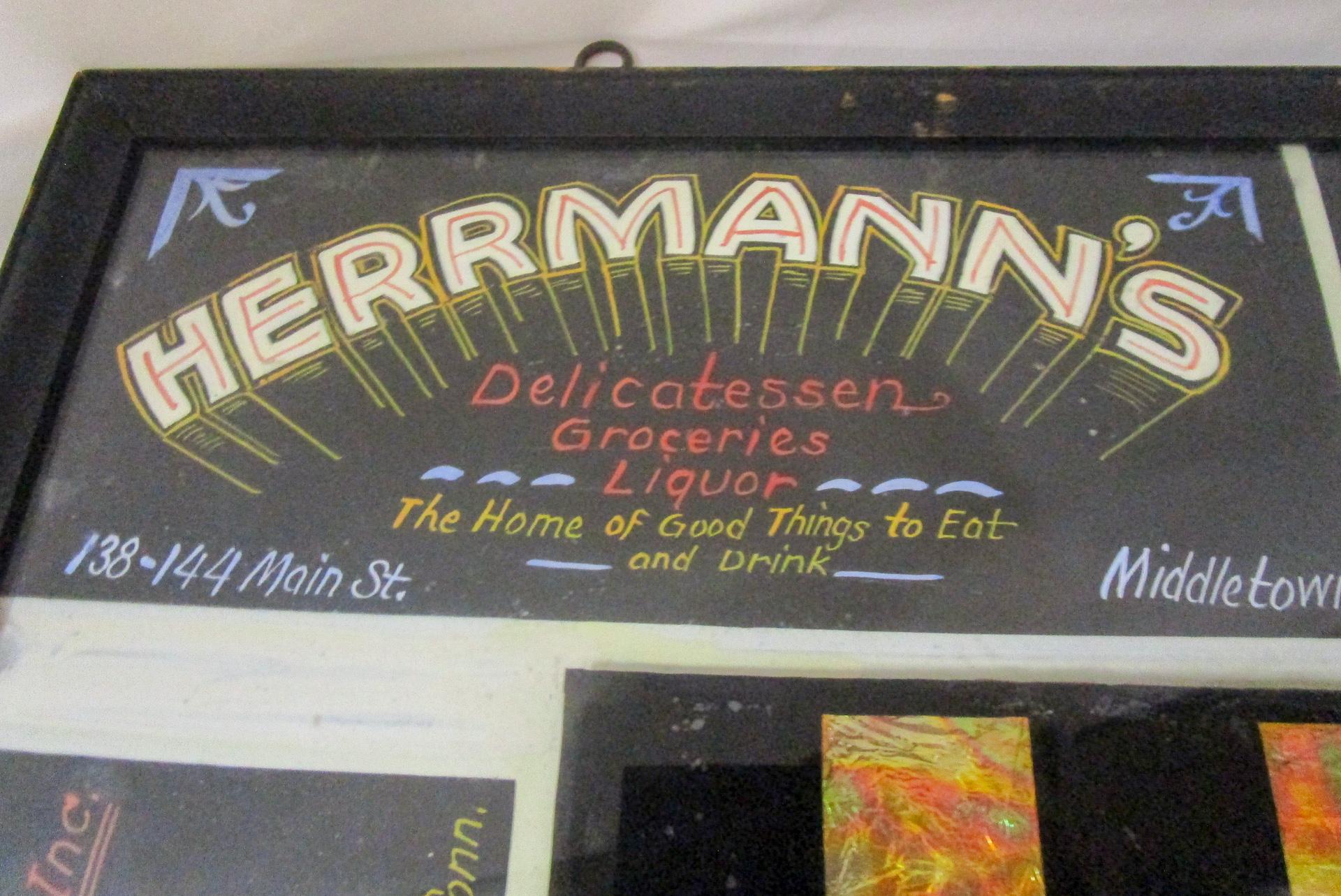 1920s  Églomisé Checker Board mit Werbung Surround From Middletown CT. (amerikanisch) im Angebot