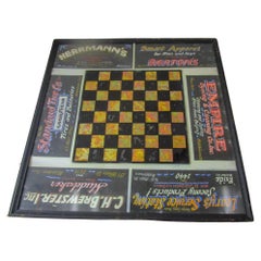 Antique 1920s  Églomisé Checker Board with Advertising Surround From Middletown CT.