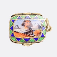 1920s Egyptian Revival Enamelled Moses Basket Pendant
