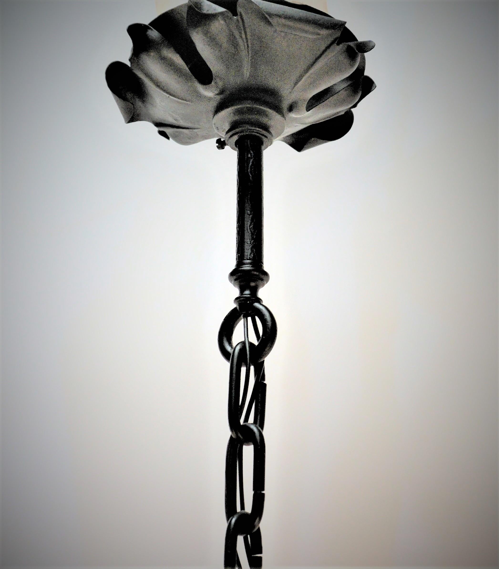 1920's Eight Light Iron Chandelier For Sale 2