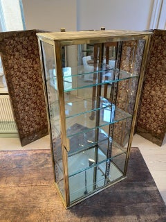 1920s Elegant French Brass Wall Vitrine