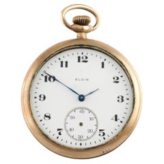 1920's Elgin Gold-Filled Antique Open Face Pocket Watch, Size 12