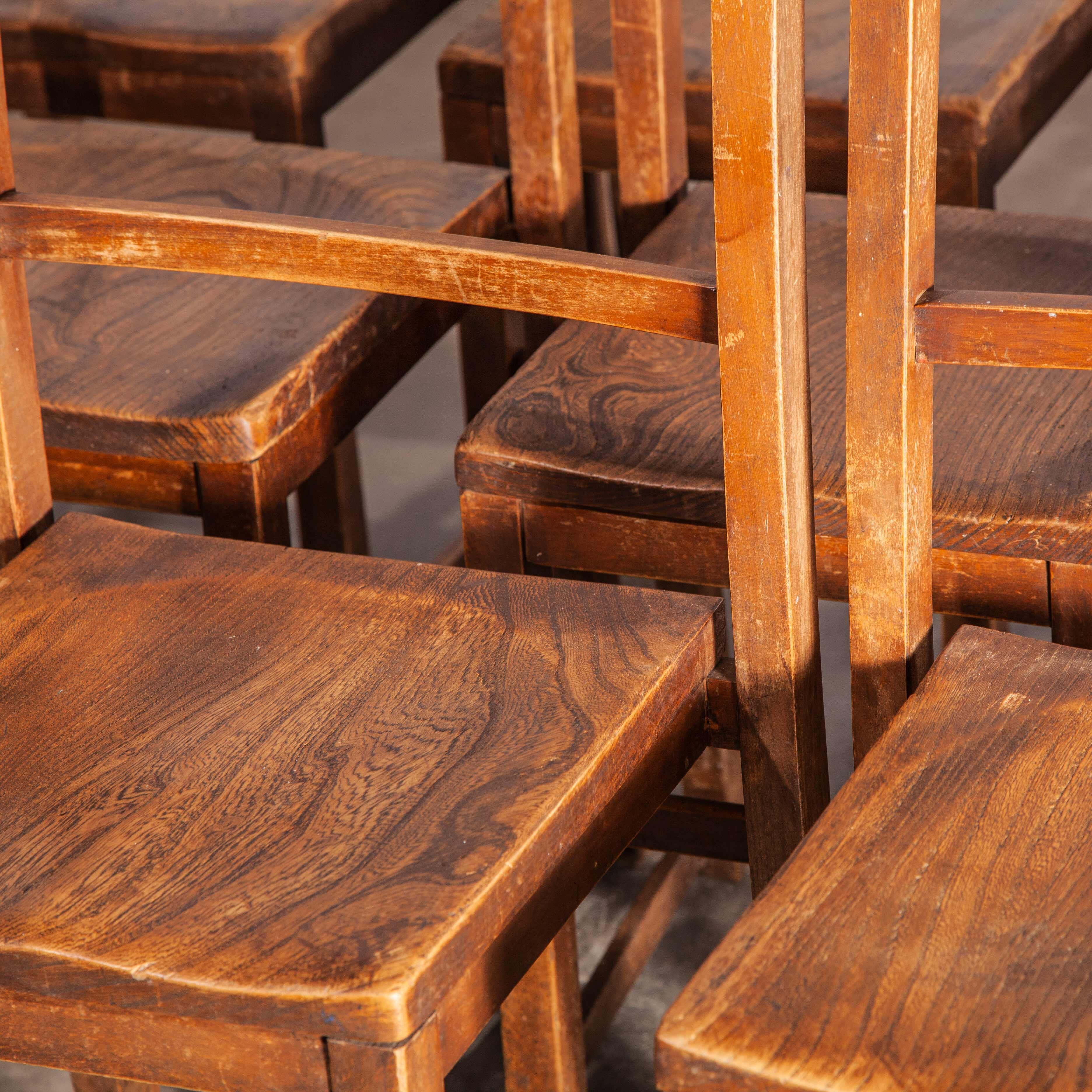 1920s Elm Chapel/Church Stacking Dining Chairs, Good Quantity Available In Good Condition In Hook, Hampshire