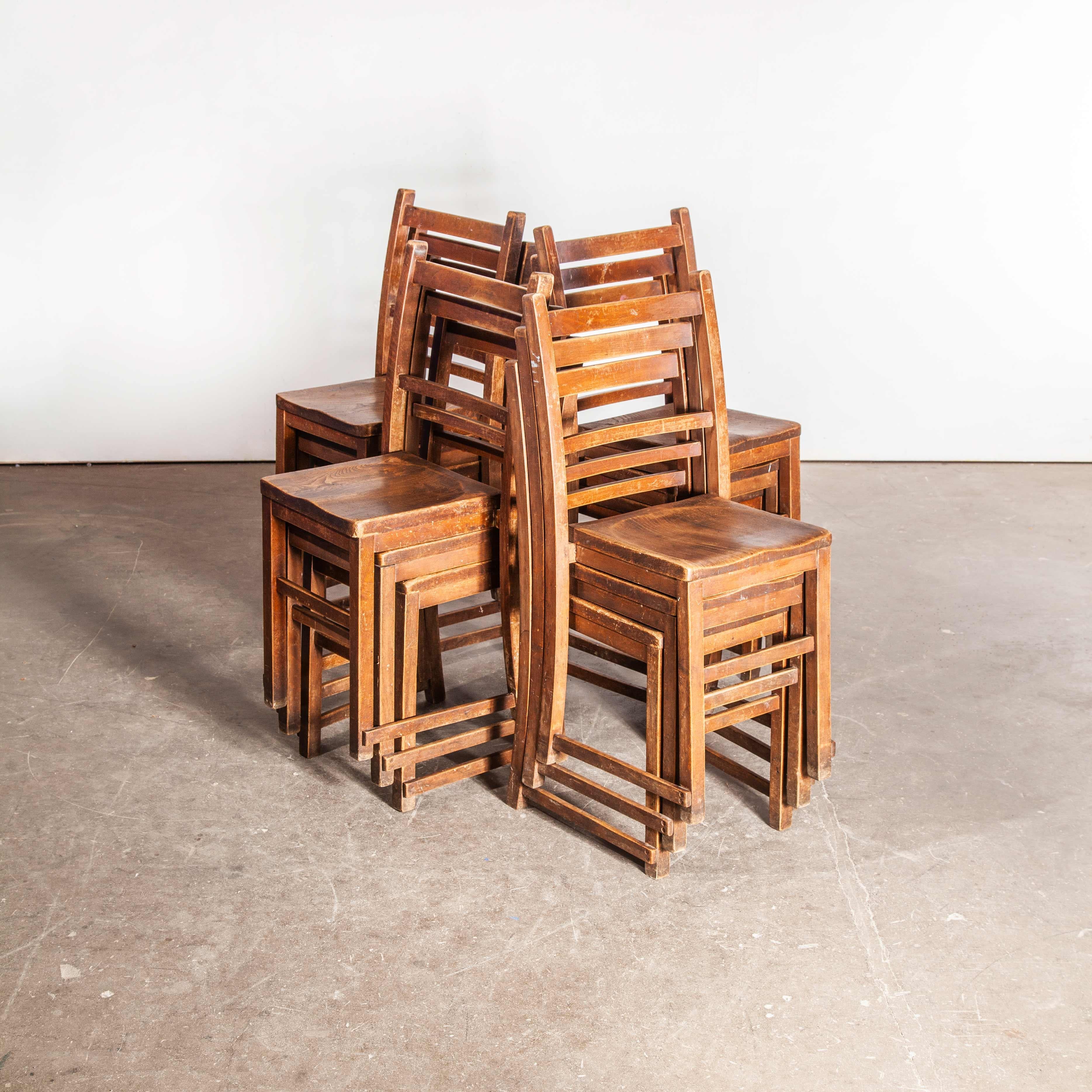 Early 20th Century 1920s Elm Chapel/Church Stacking Dining Chairs, Good Quantity Available