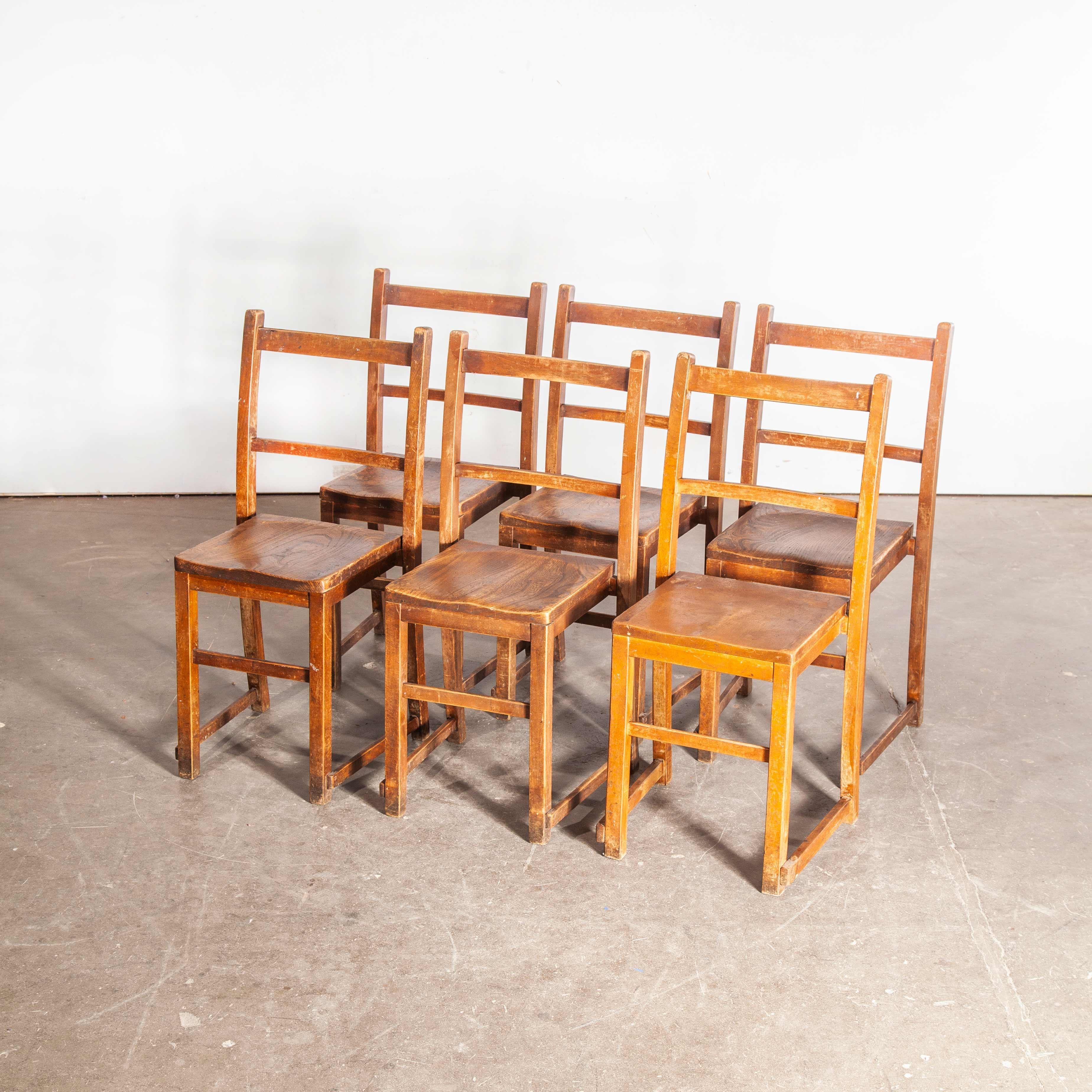 1920s Elm Chapel/Church Stacking Dining Chairs, Set of Six, Other Quantities 2