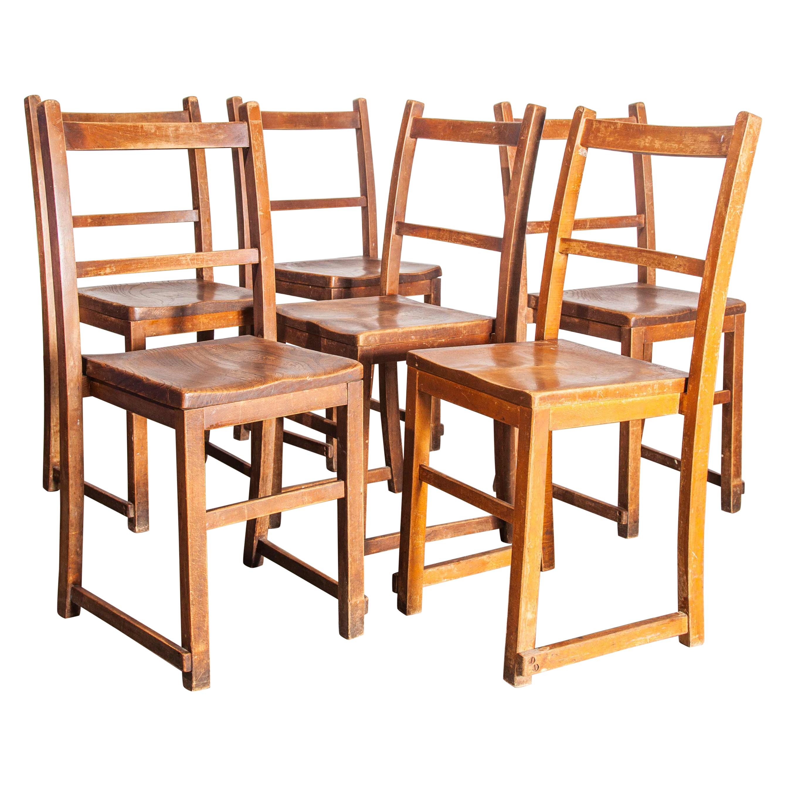 1920s Elm Chapel/Church Stacking Dining Chairs, Set of Six, Other Quantities