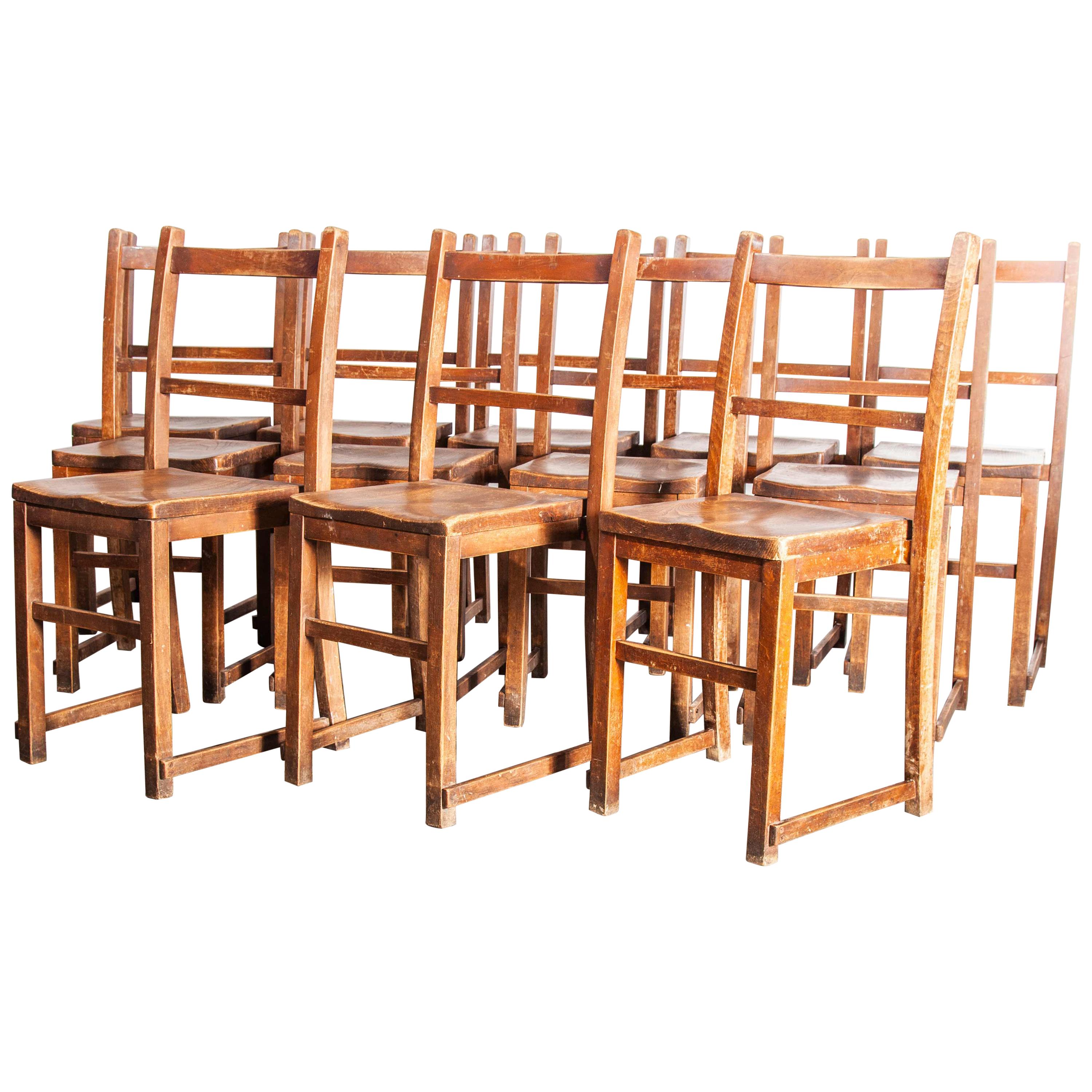 1920s Elm Chapel/Church Stacking Dining Chairs, Set of Twelve, Other Quantiti