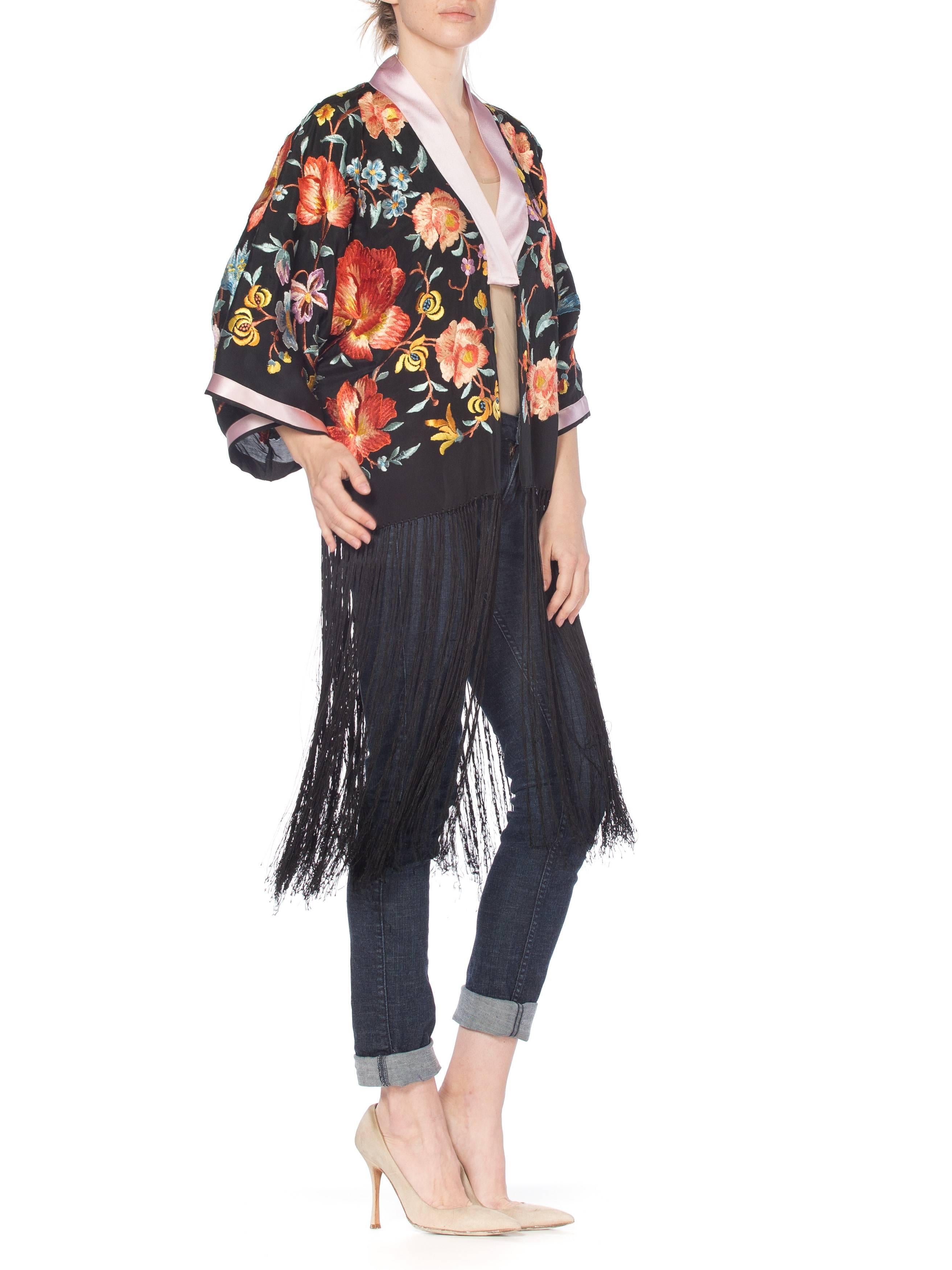 1920s Embroidered Kimono with Fringe 1