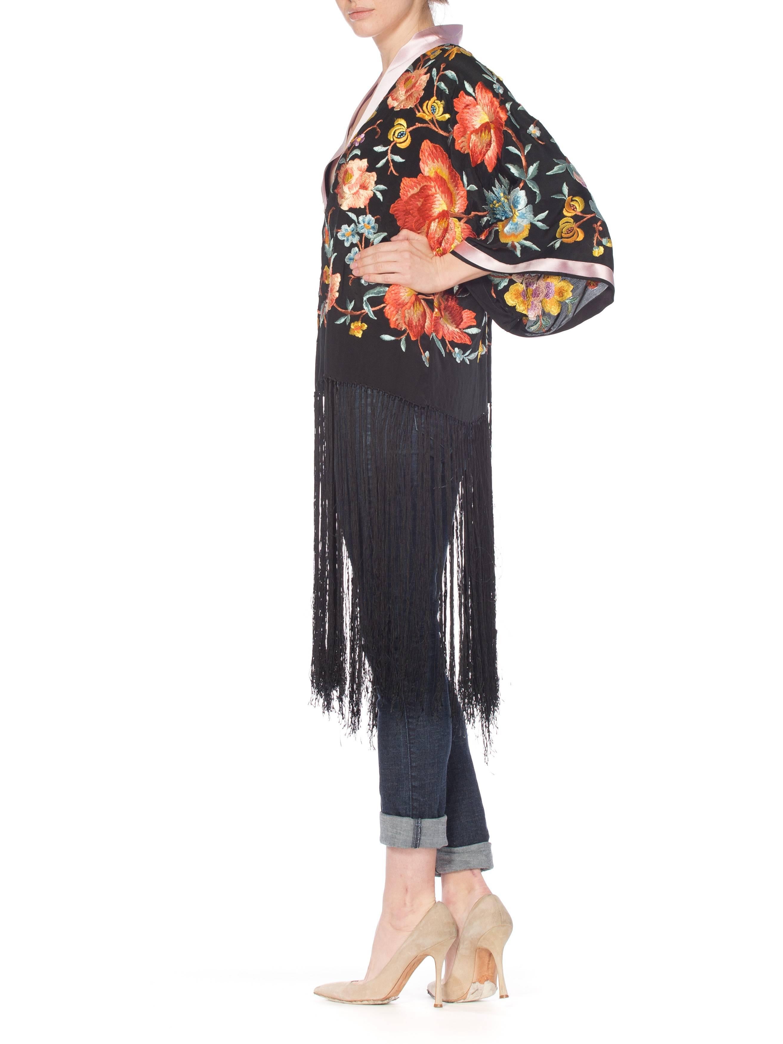 1920s Embroidered Kimono with Fringe 4