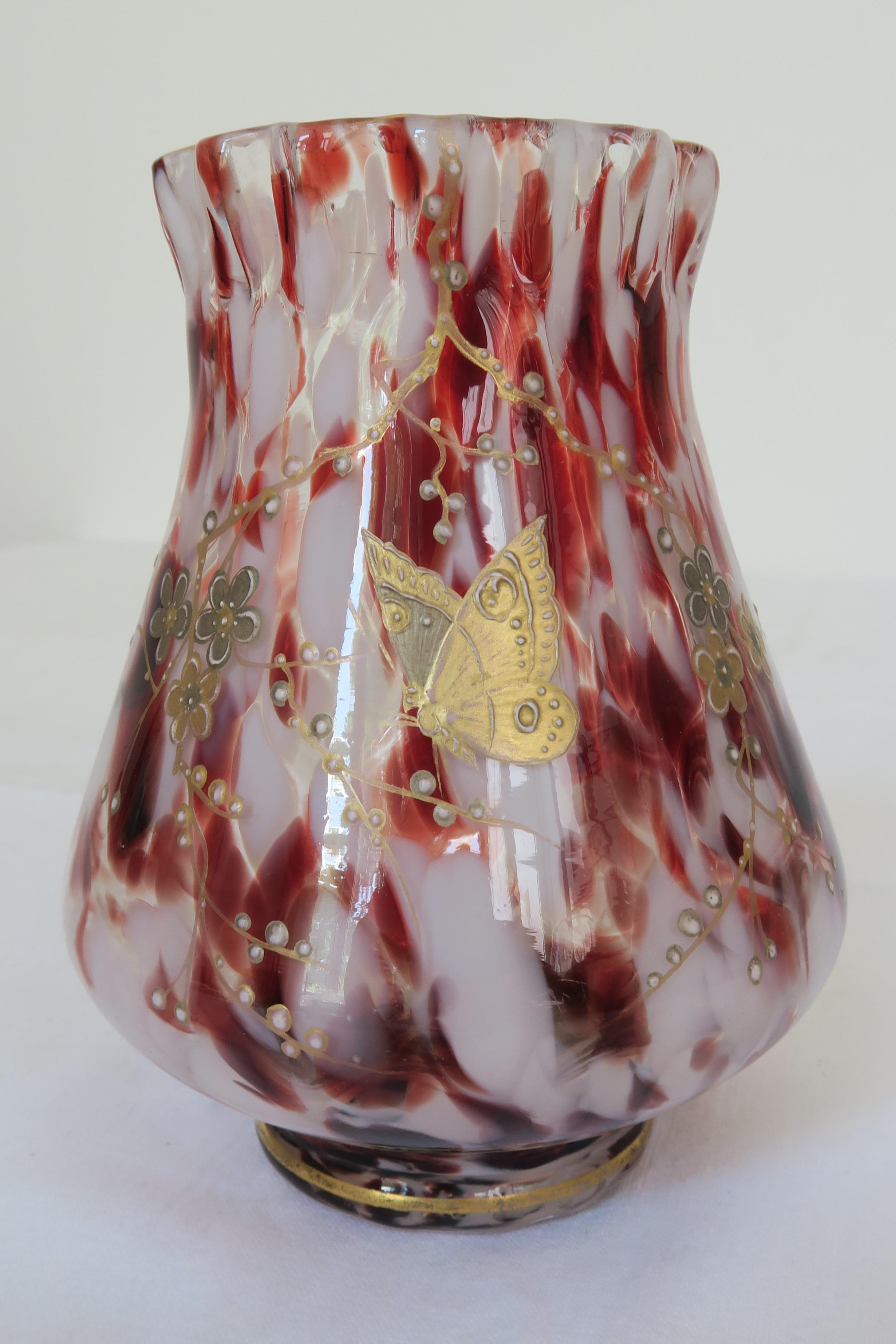 1920s Émile Gallé Glass Vase with Butterfly Motif For Sale 1
