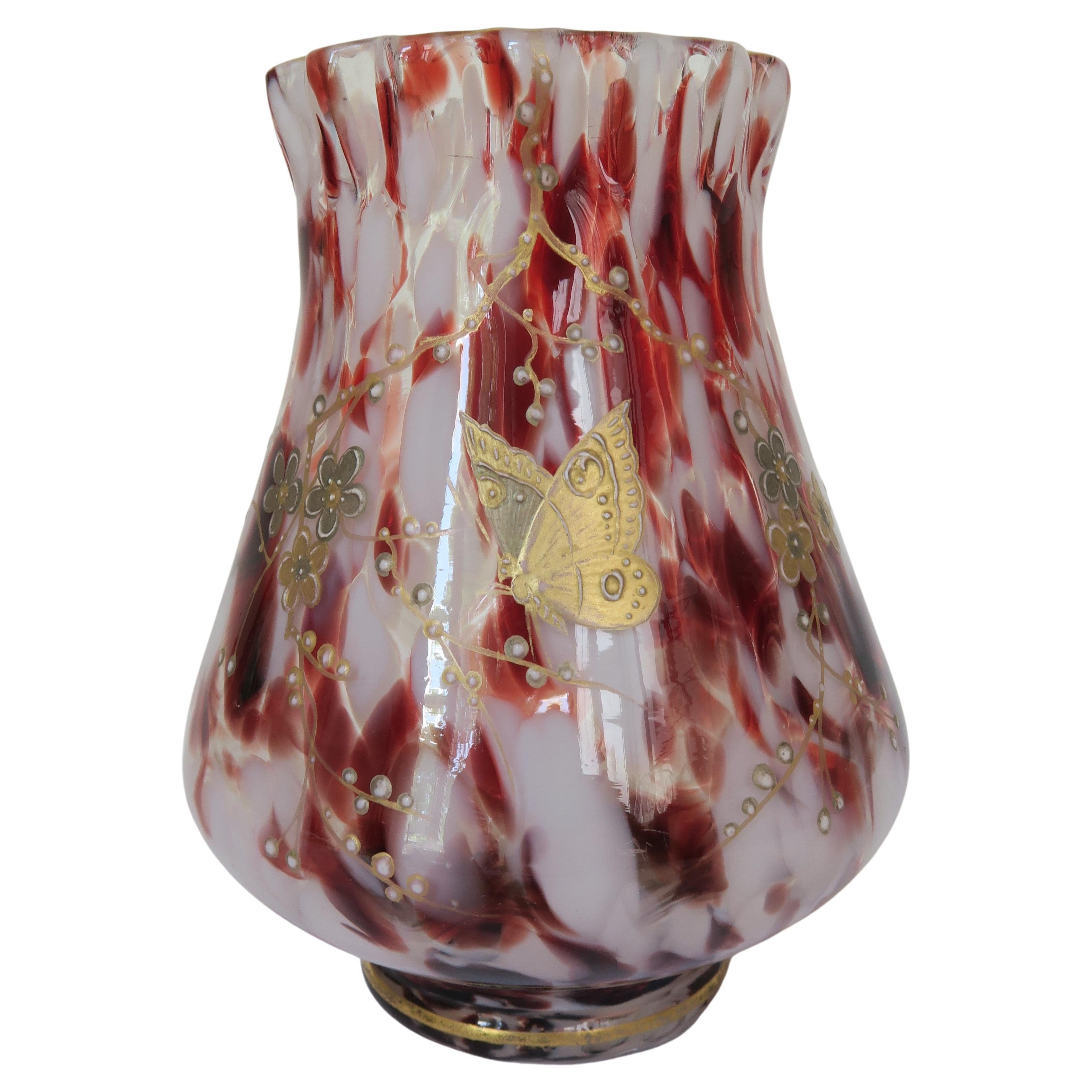 1920s Émile Gallé Glass Vase with Butterfly Motif For Sale