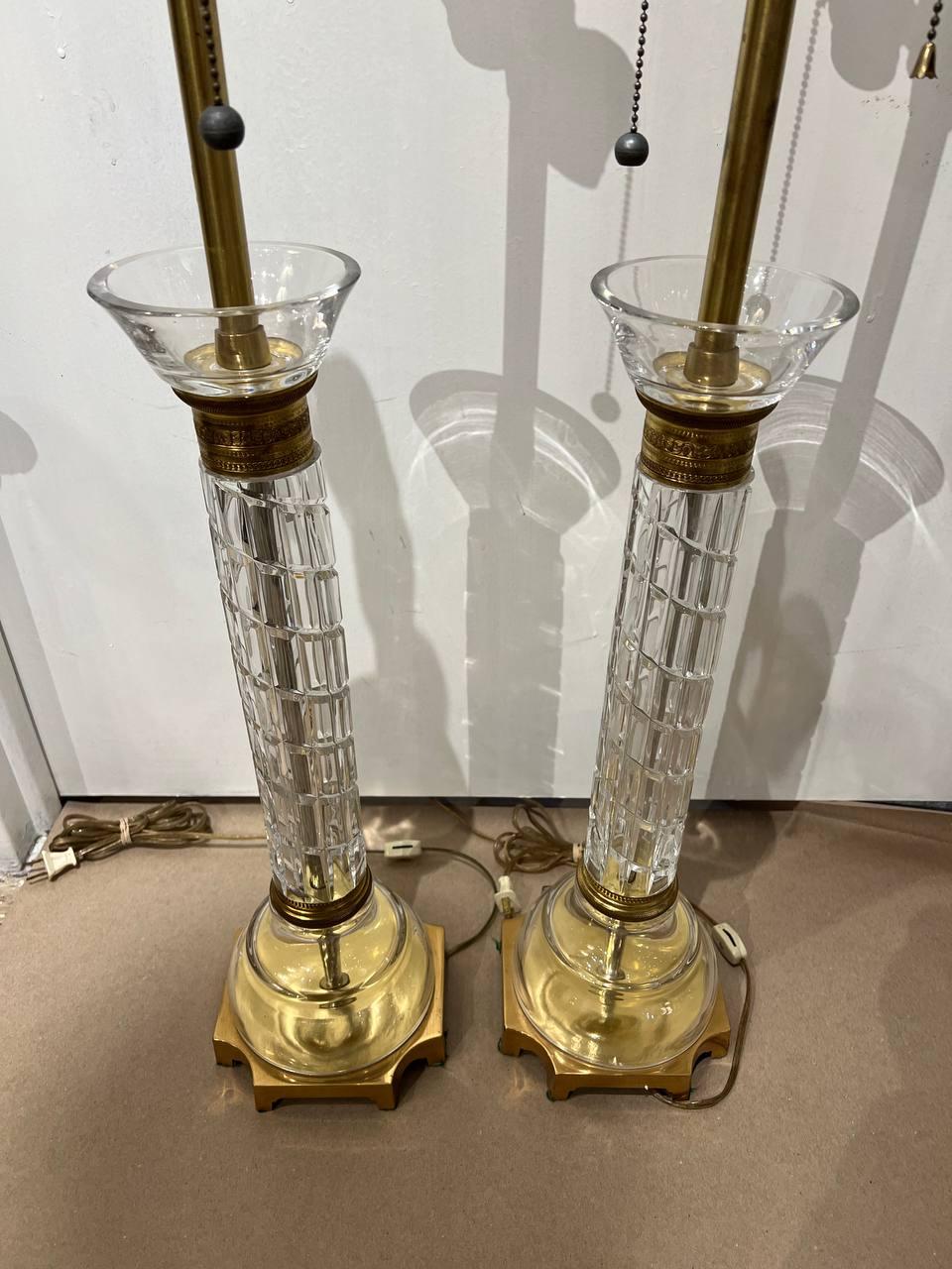 1920's Empire Style Cut Crystal Table Lamp - Pair For Sale 1