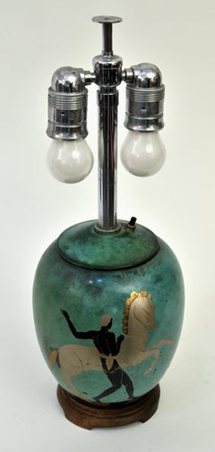 1920s Patinated Verdigris "Ikora" Table Lamp by WMF Company