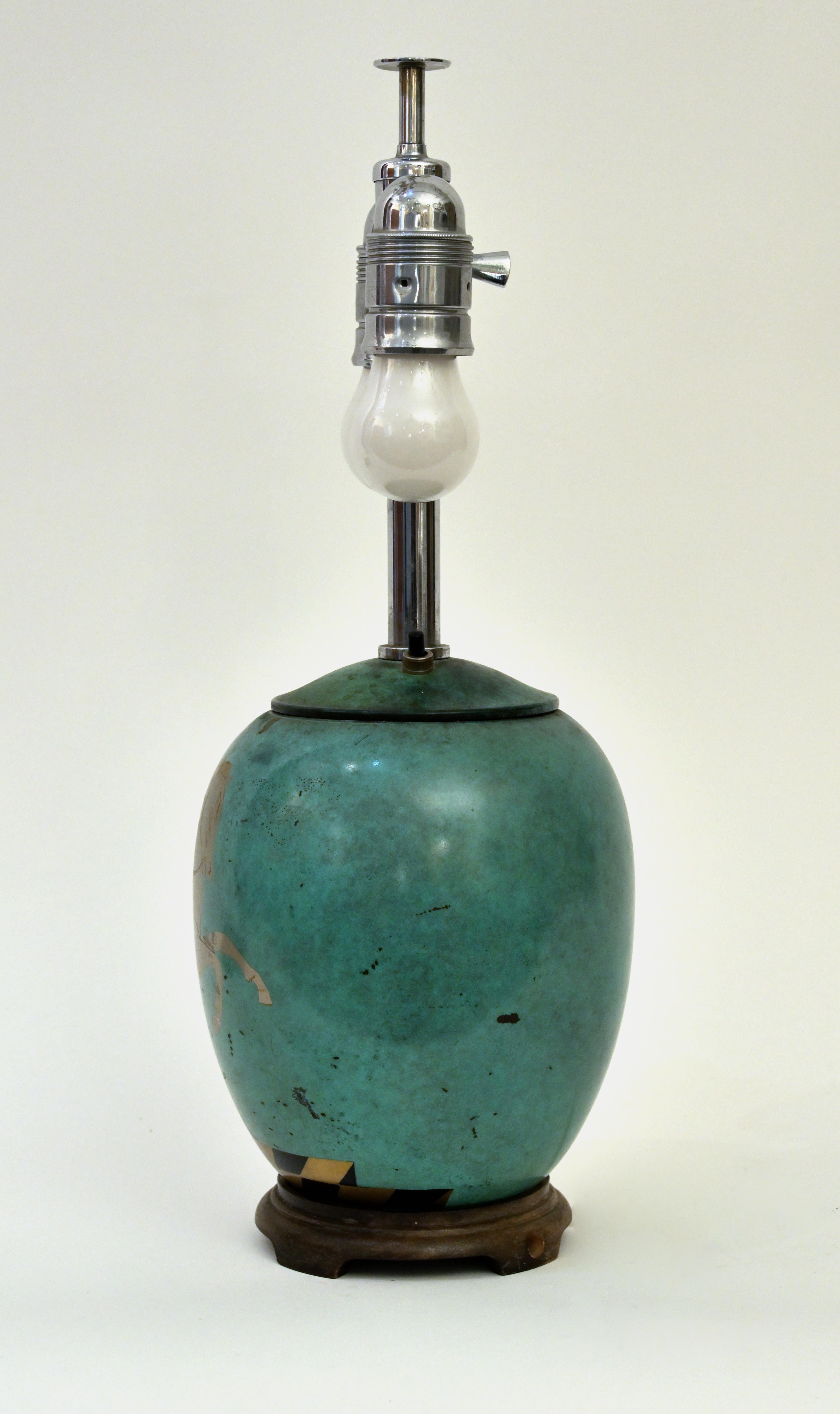 Patinierte Verdigris-Tischlampe „Ikora“ von WMF Company, 1920er Jahre (Neugriechisch)