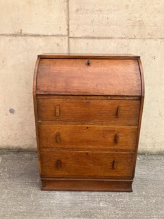 1920's English Art Deco Secretaire Desk Bureau in Oak
