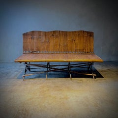 1920s English Bamboo Slatted Country Bench