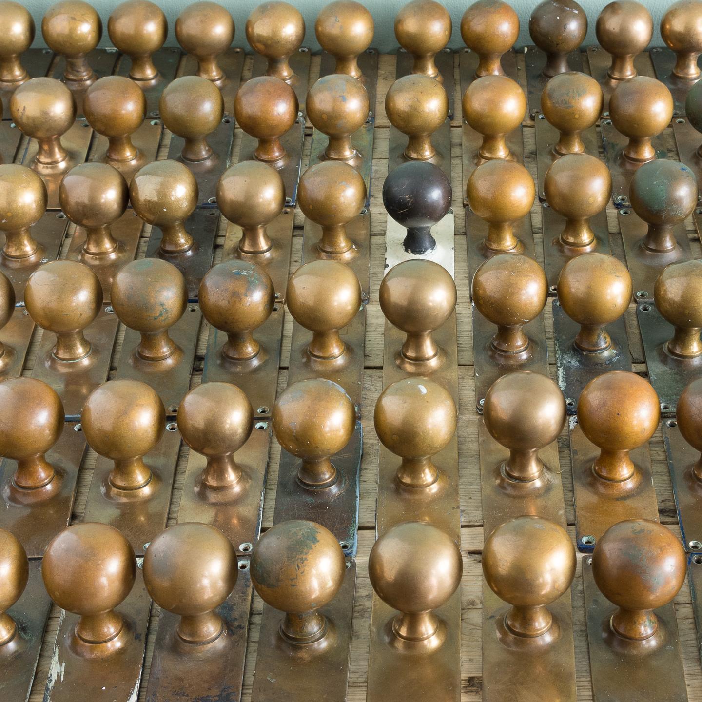 1920s English Brass Door Knobs In Fair Condition In London, GB