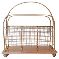 1920’s English Brass & Oak Magazine Rack
