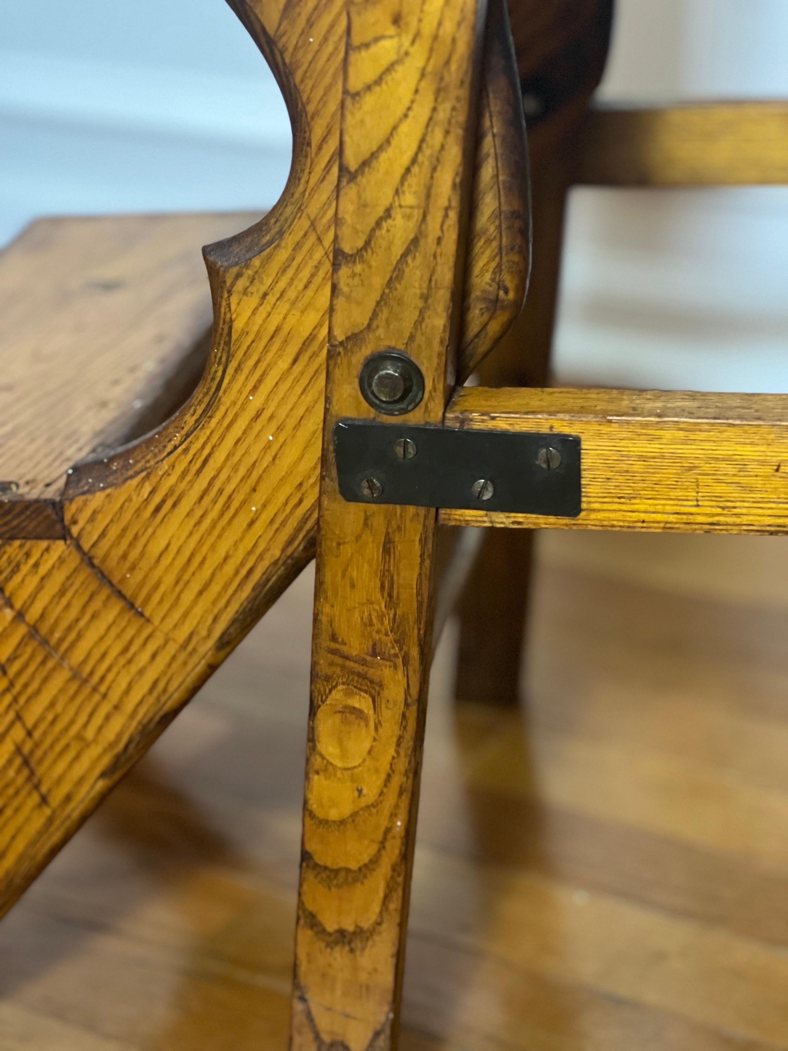 Escabeau pliant en chêne de style anglais des années 1920 8