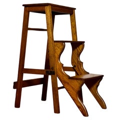 1920s English Country Oak Folding Step Ladder