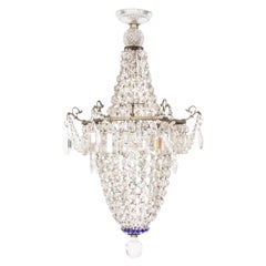 1920s English Crystal Basket Chandelier