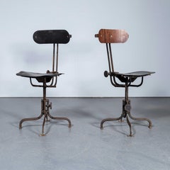 1920's English Industrial Swivelling Machinists Chairs - Pair