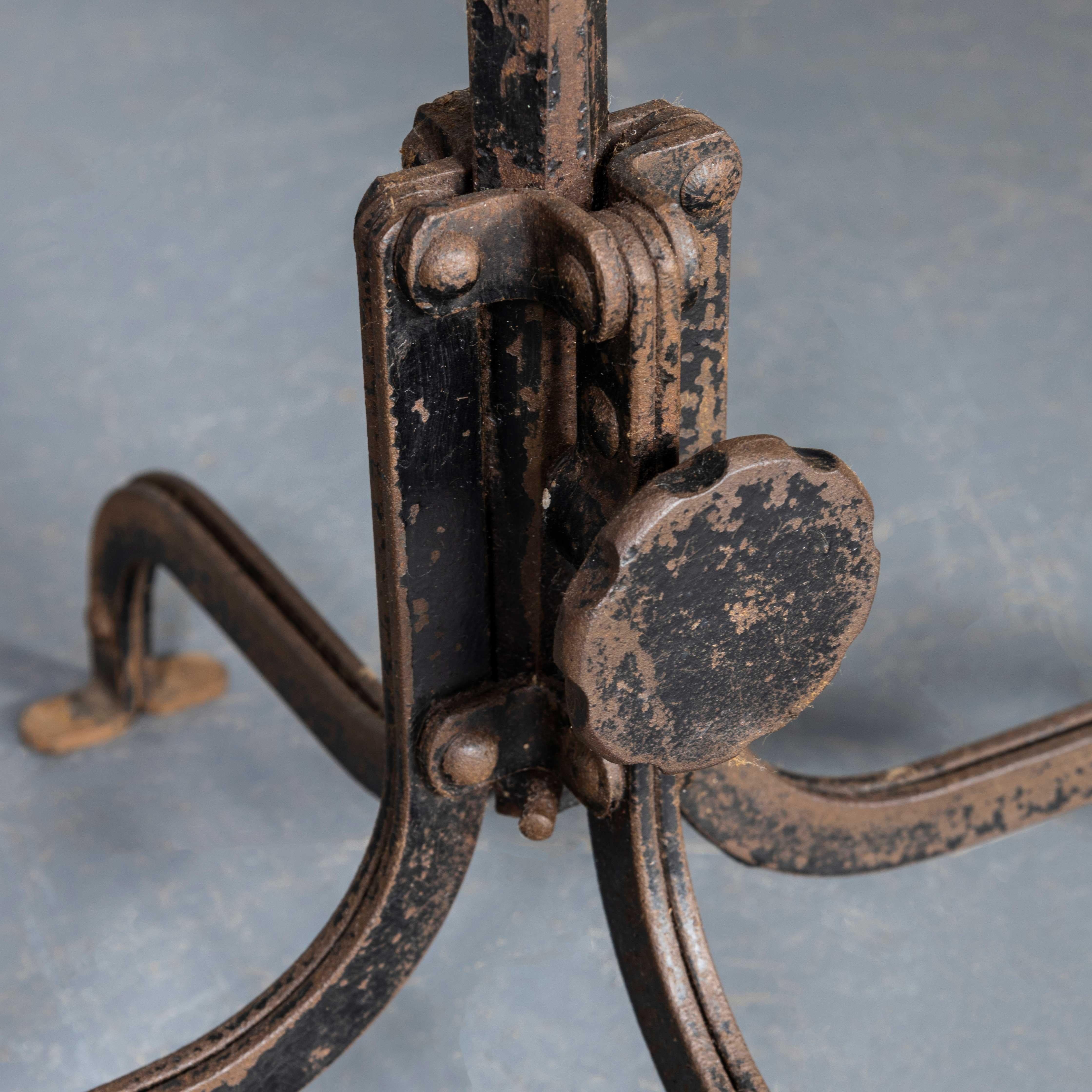 Metal 1920's English Industrial Swivelling Machinists Chairs - Pair For Sale